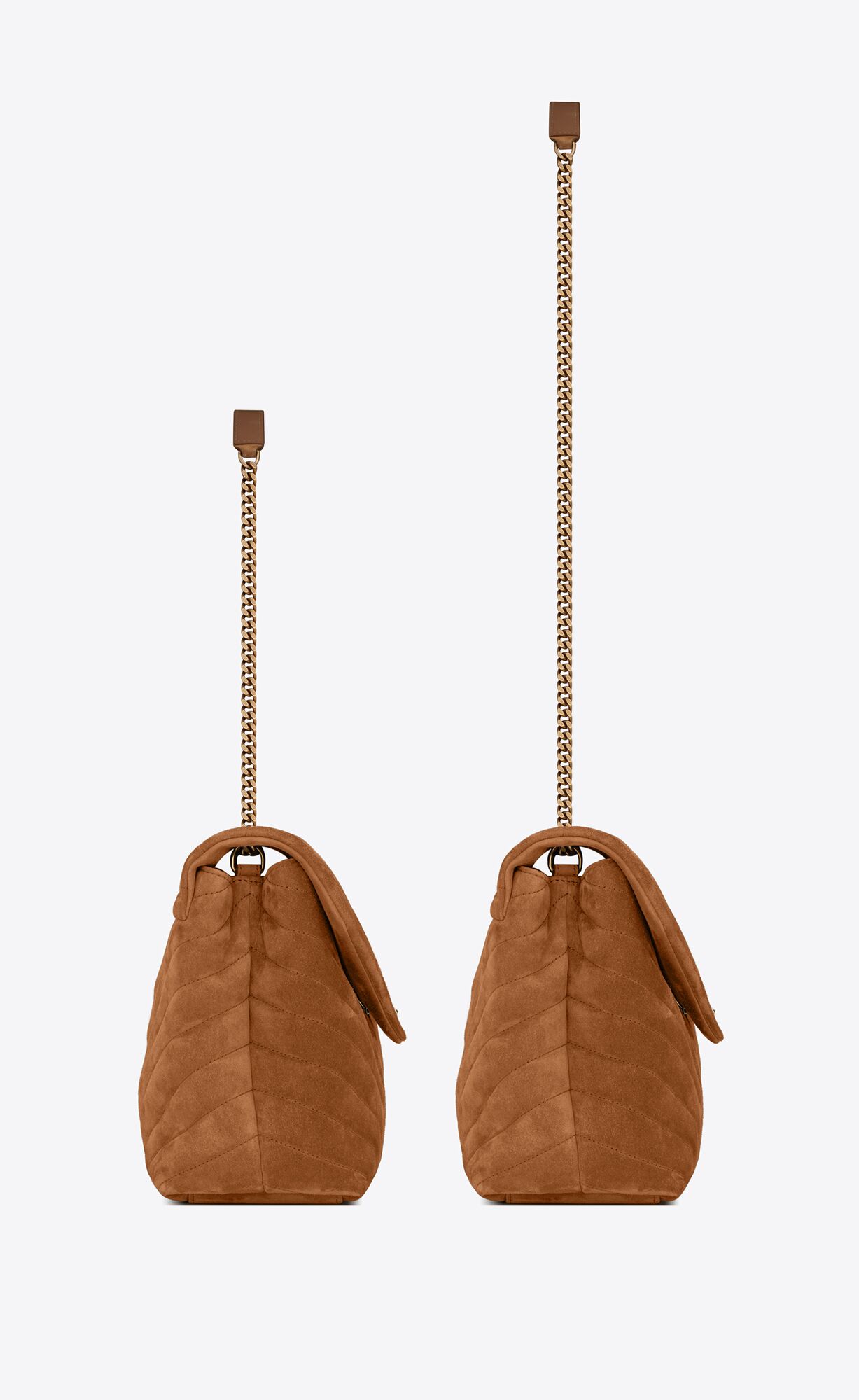 YSL Loulou Medium Chain Bag In "Y"-quilted Suede Cinnamon | 8403625-PZ