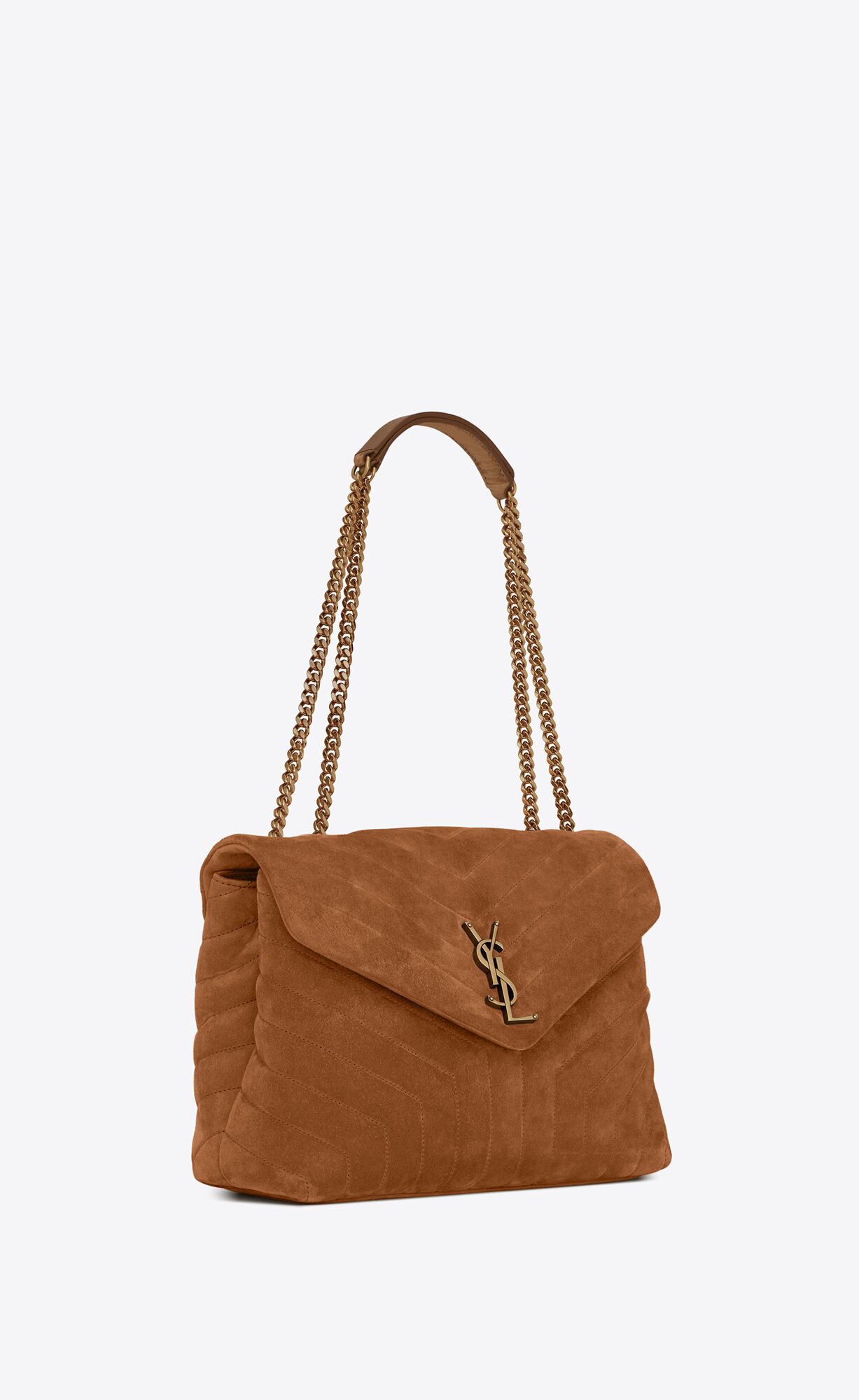 YSL Loulou Medium Chain Bag In "Y"-quilted Suede Cinnamon | 8403625-PZ