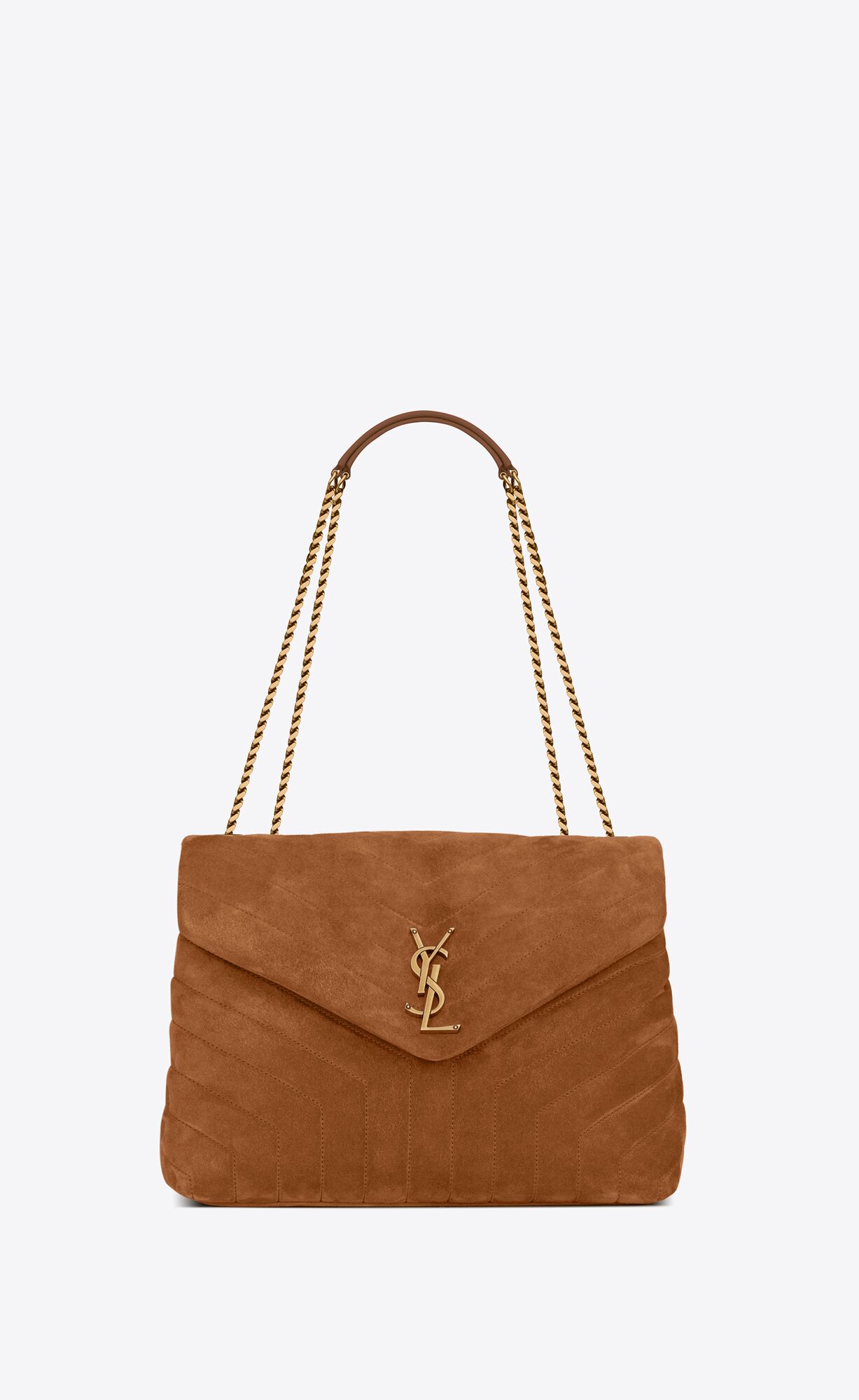 YSL Loulou Medium Chain Bag In "Y"-quilted Suede Cinnamon | 8403625-PZ