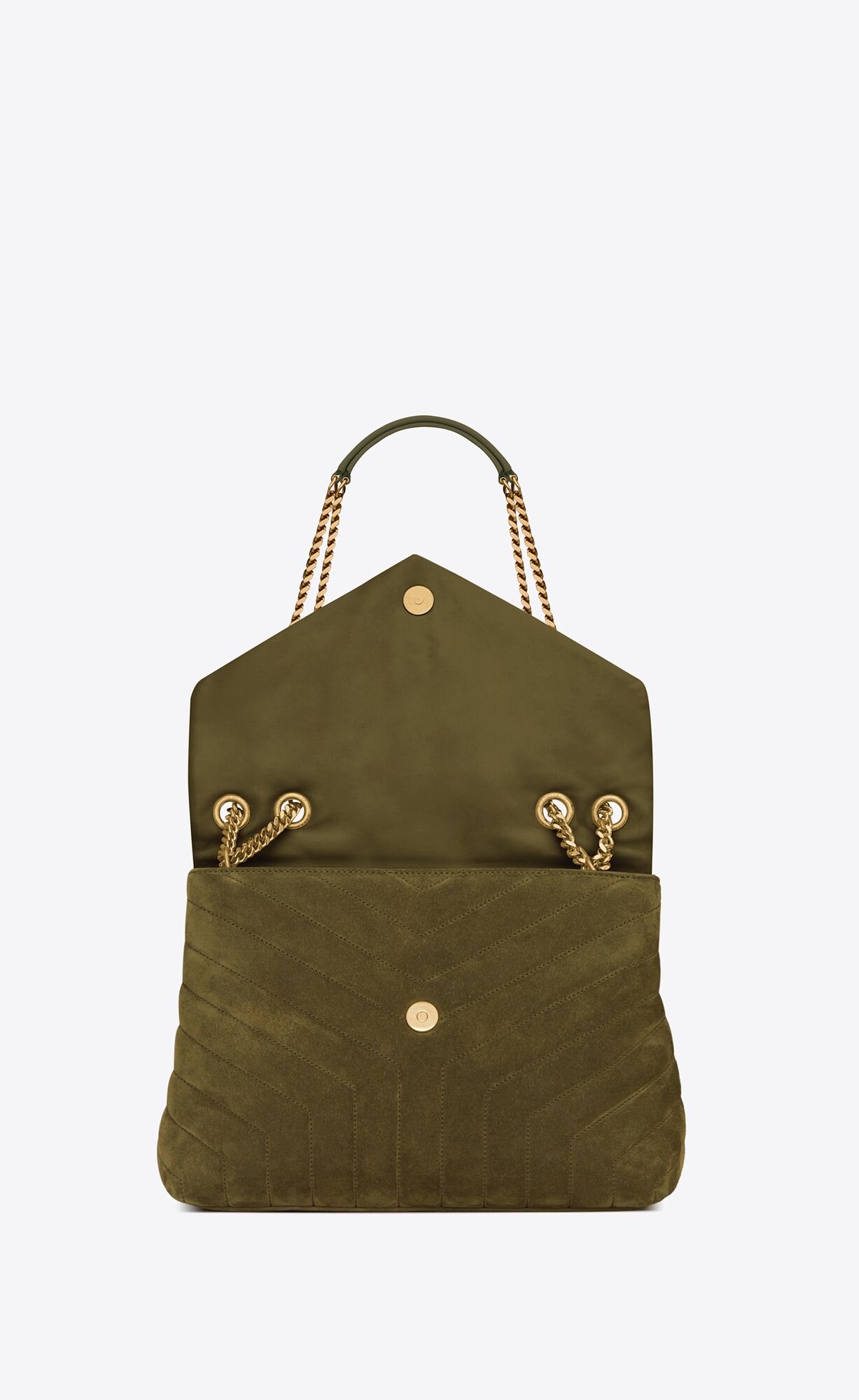 YSL Loulou Medium In Quilted "Y" Suede Loden Green | 4397681-QZ