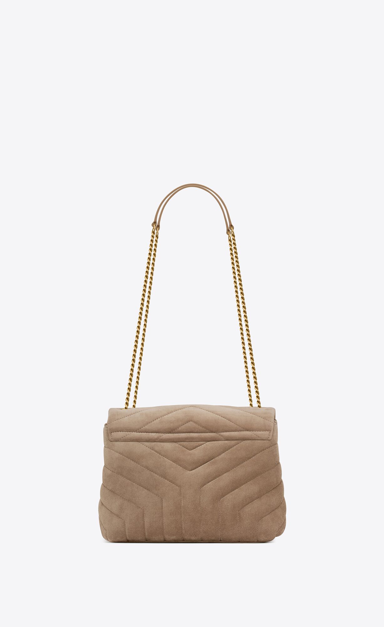 YSL Loulou Small Chain Bag In Quilted "Y" Suede Taupe | 0645781-BK