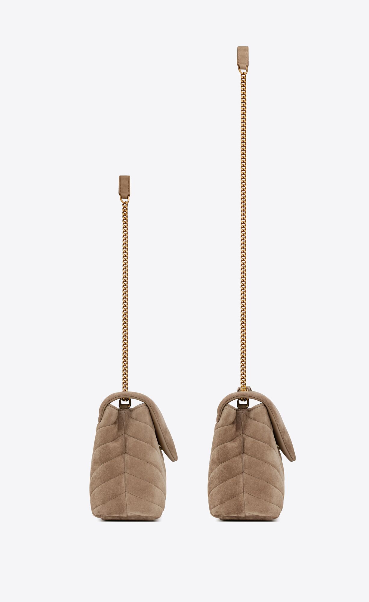 YSL Loulou Small Chain Bag In Quilted "Y" Suede Taupe | 0645781-BK