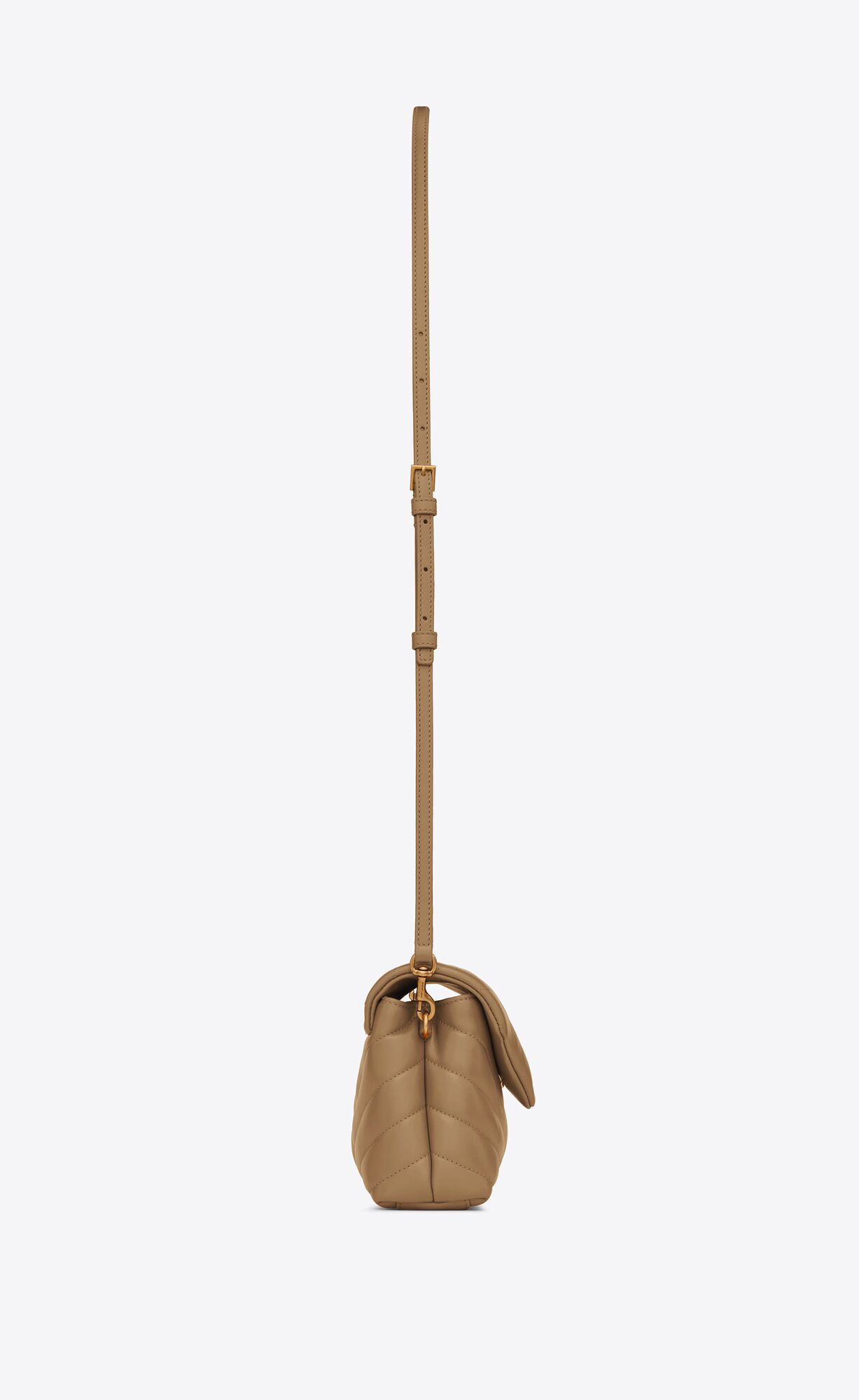 YSL Loulou Toy Strap Bag In Matelassé "Y" Leather Natural Tan | 4162398-XD