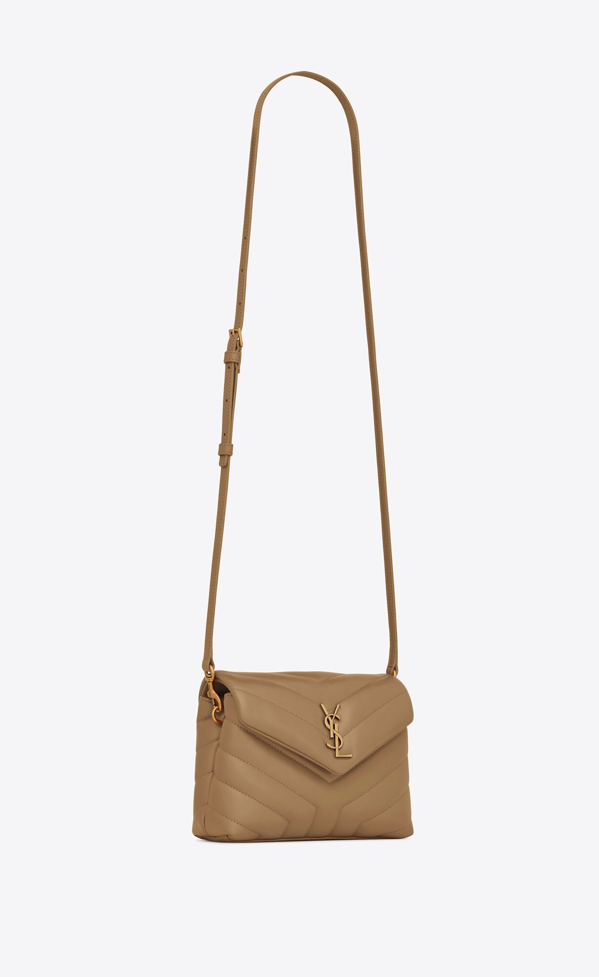 YSL Loulou Toy Strap Bag In Matelassé "Y" Leather Natural Tan | 4162398-XD