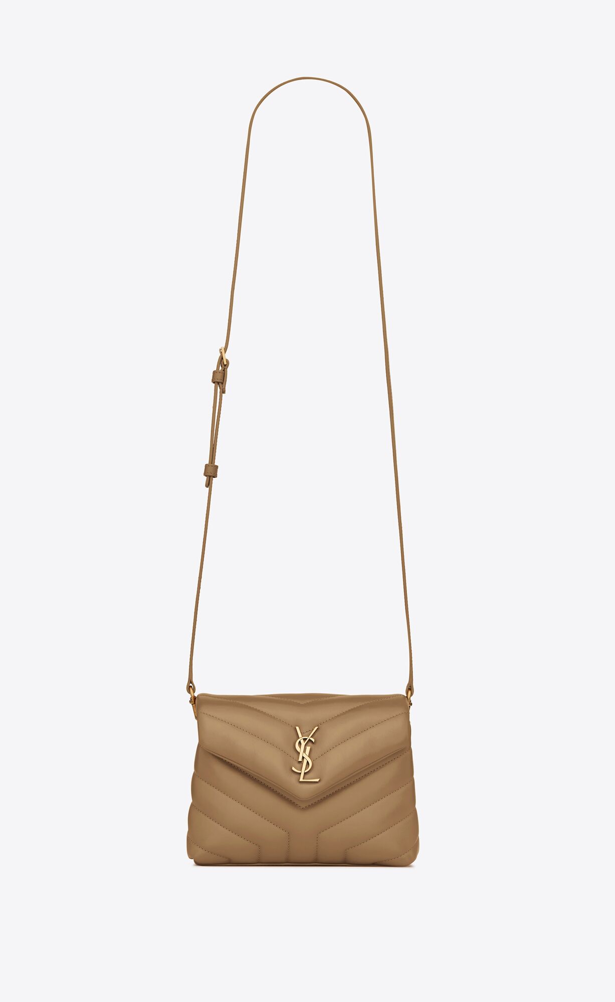 YSL Loulou Toy Strap Bag In Matelassé "Y" Leather Natural Tan | 4162398-XD