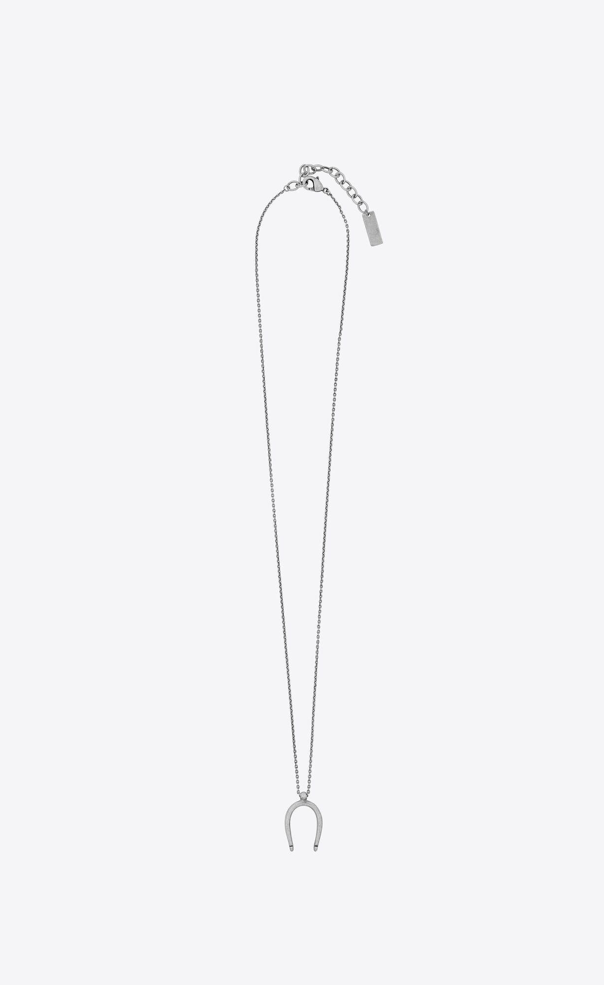 YSL Lucky Bone Charm Necklace In Metal Oxidized Silver | 4905381-OX