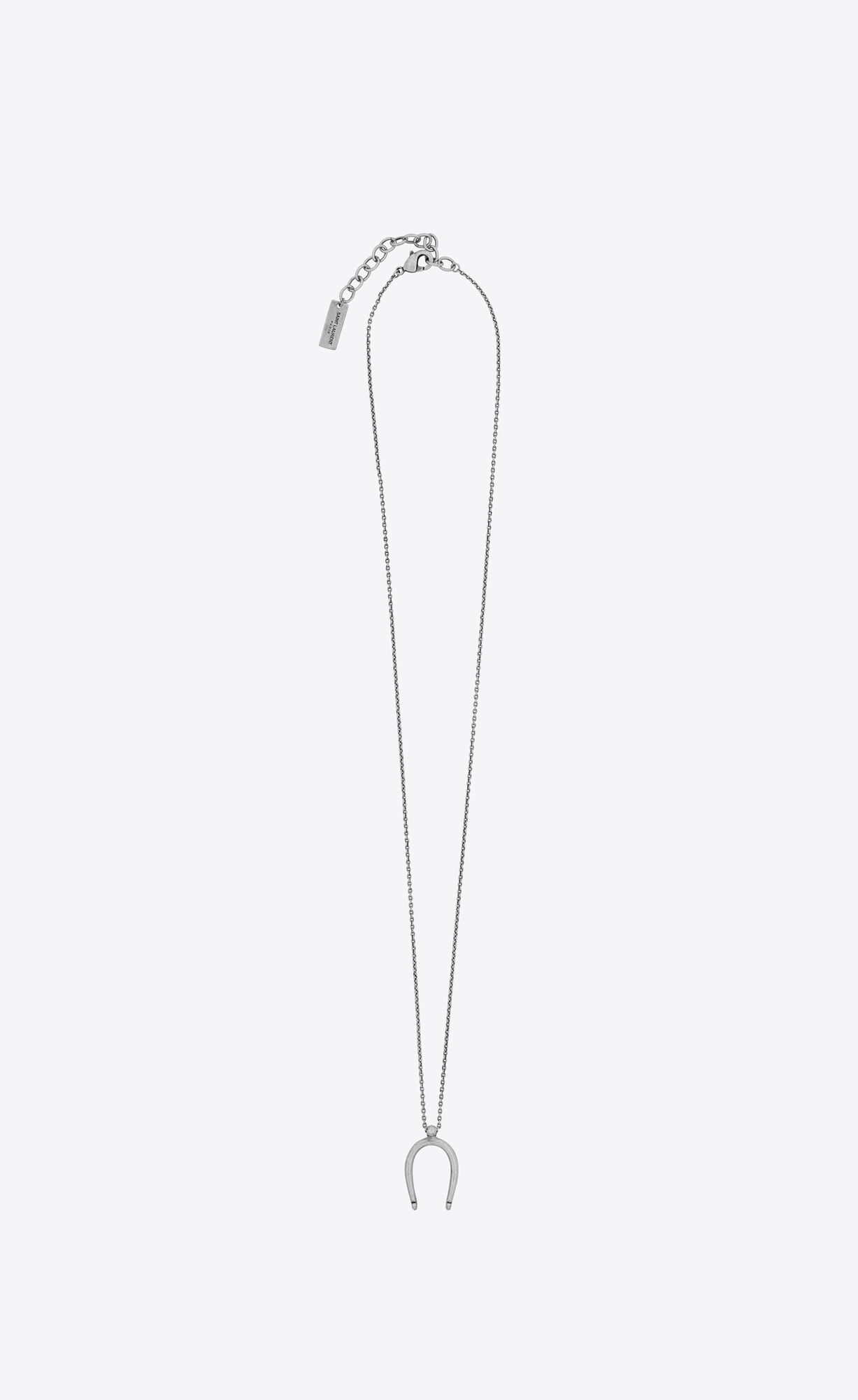 YSL Lucky Bone Charm Necklace In Metal Oxidized Silver | 4905381-OX