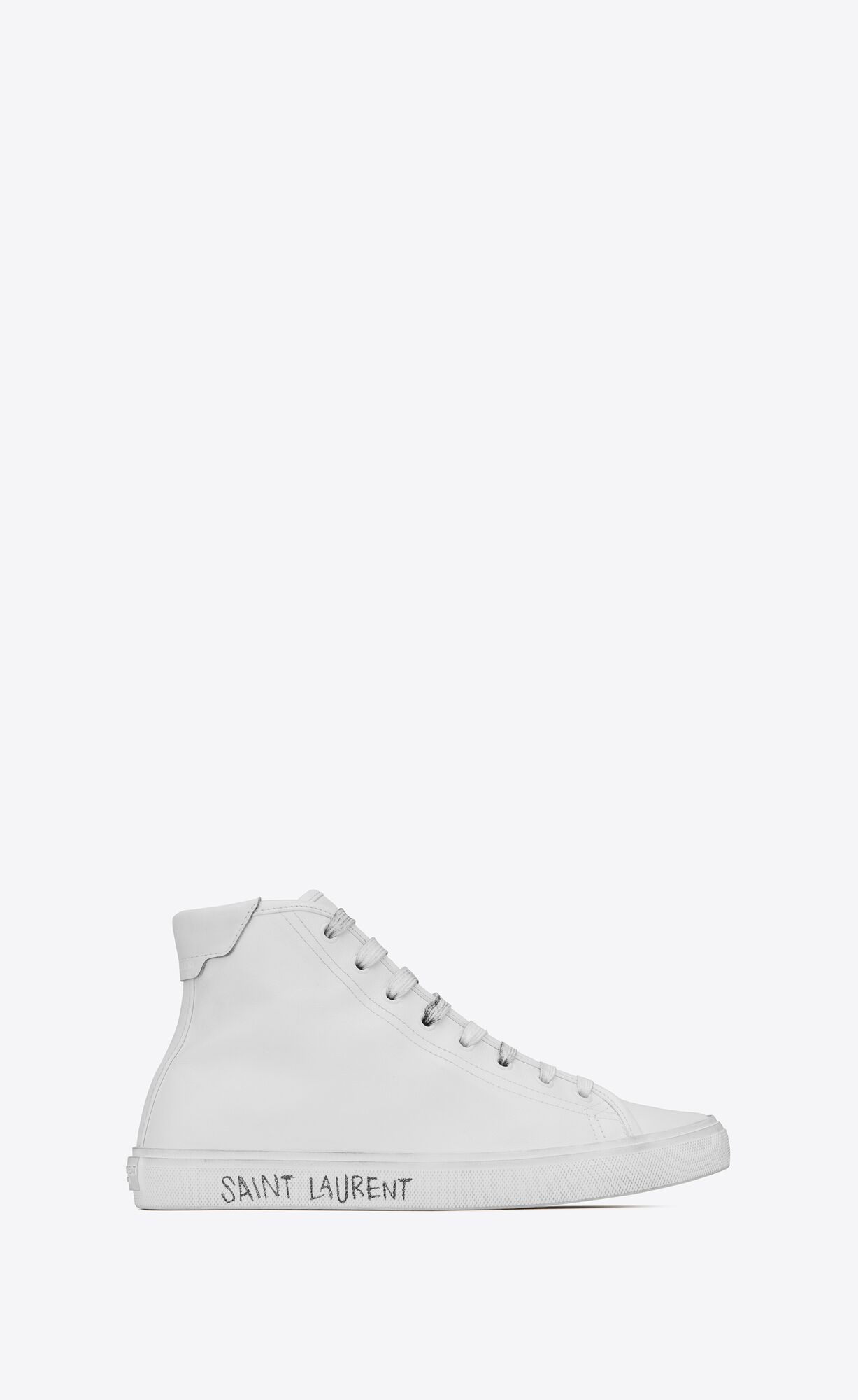 YSL Malibu Mid-top Sneakers In Smooth Leather Optic White | 6539217-YU