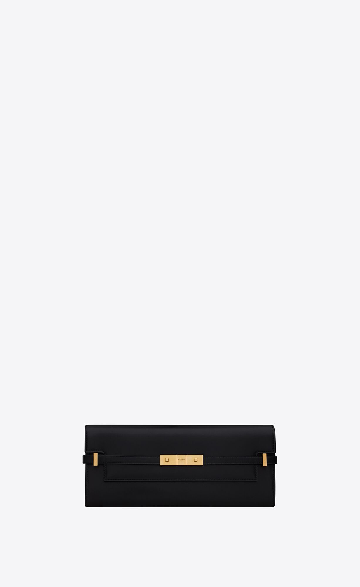 YSL Manhattan Clutch In Box Saint Laurent Leather Noir | 4213056-IA