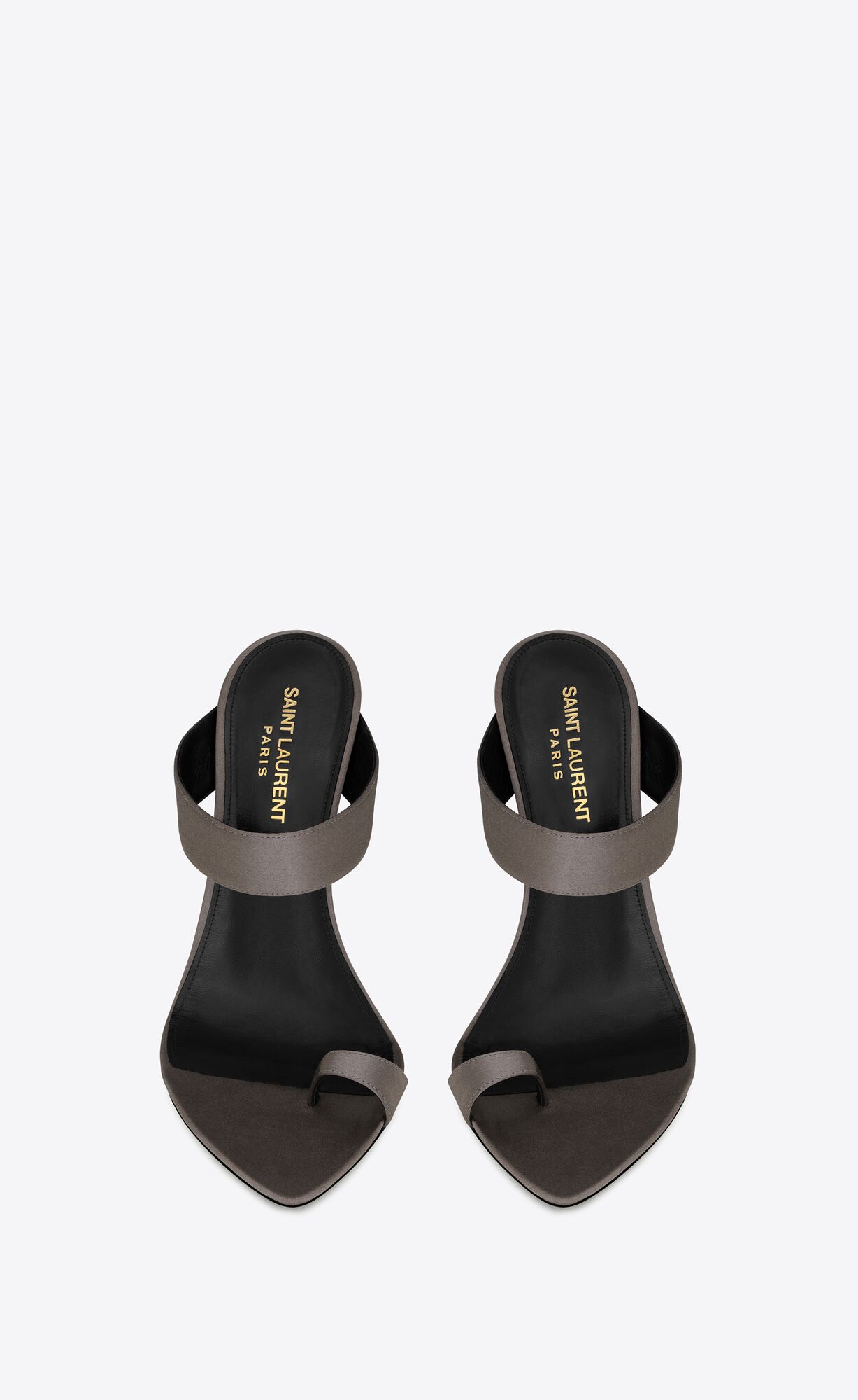 YSL Martha Mules In Silk Satin Storm Grey | 8213506-IY