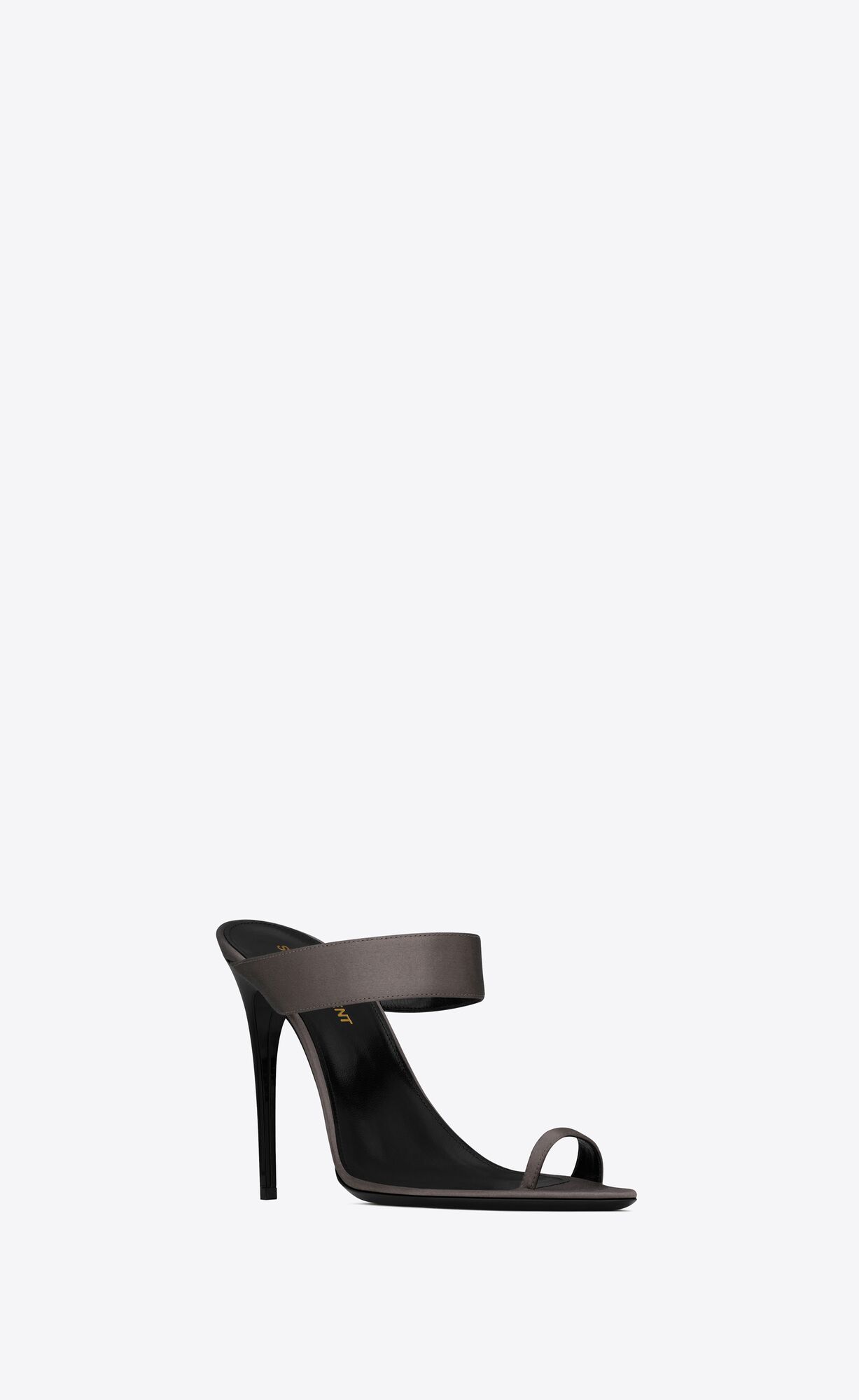 YSL Martha Mules In Silk Satin Storm Grey | 8213506-IY