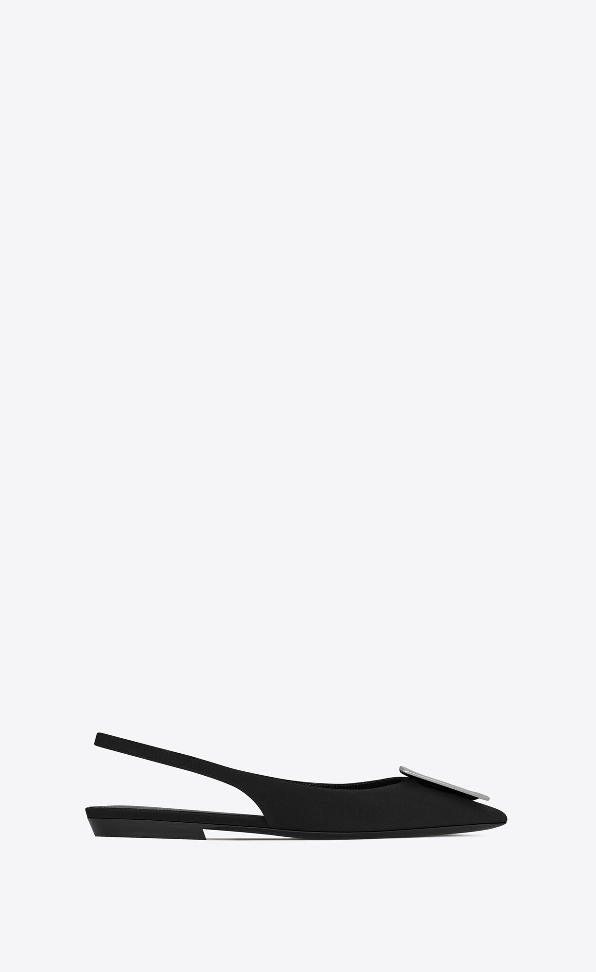 YSL Maxine Slingback Flats In Crepe De Chine Black | 8907356-BS
