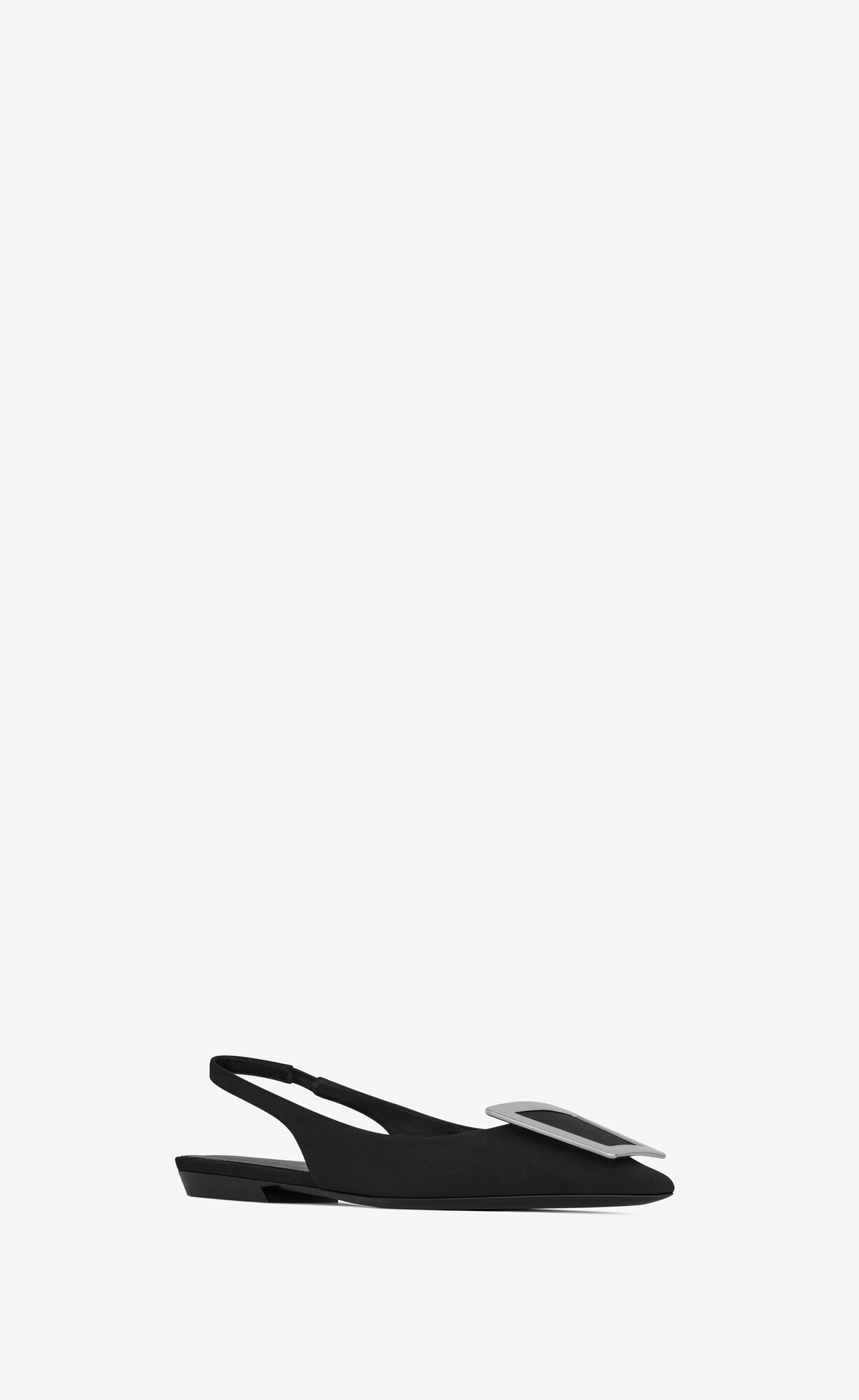 YSL Maxine Slingback Flats In Crepe De Chine Black | 8907356-BS
