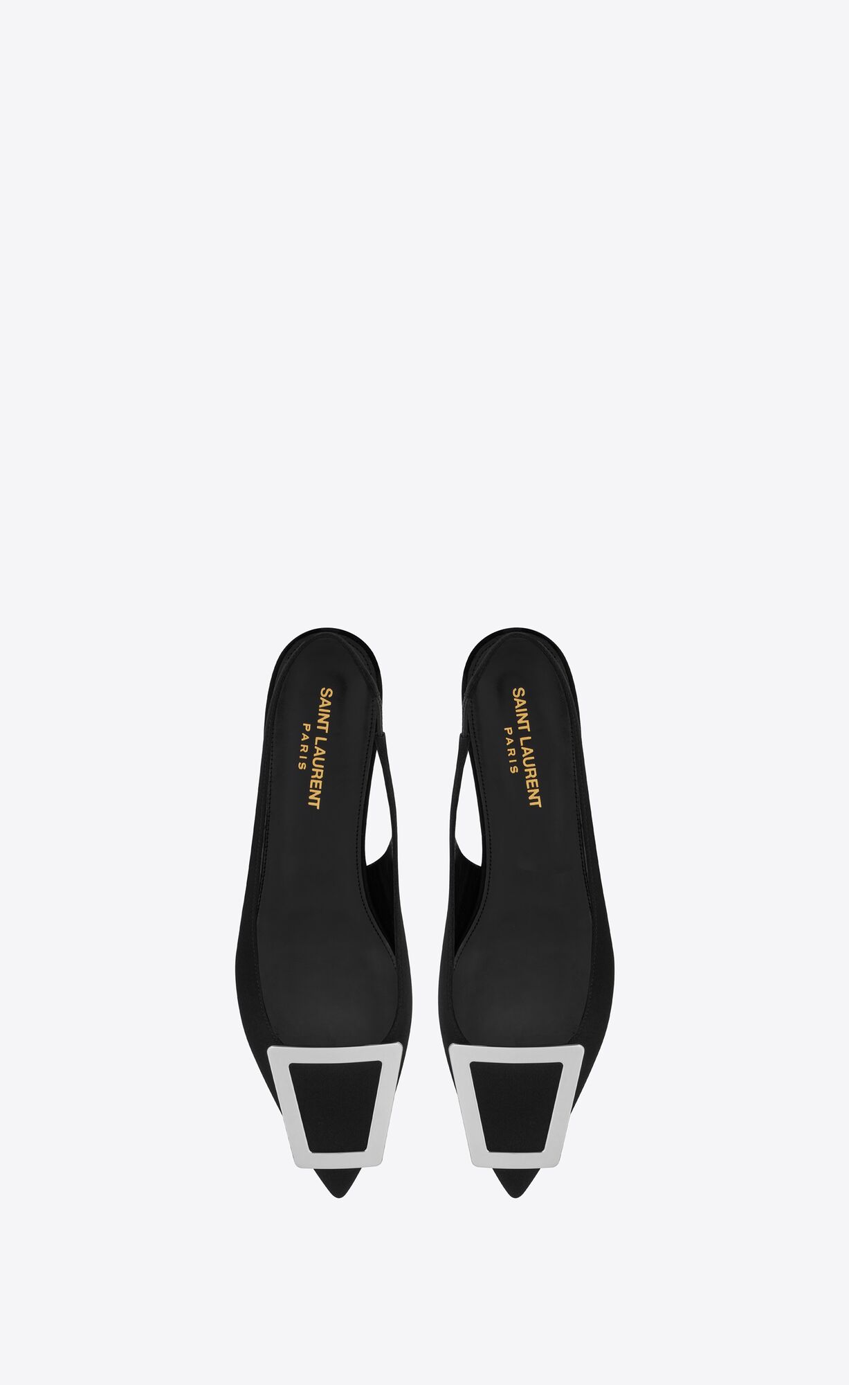 YSL Maxine Slingback Flats In Crepe De Chine Black | 8907356-BS