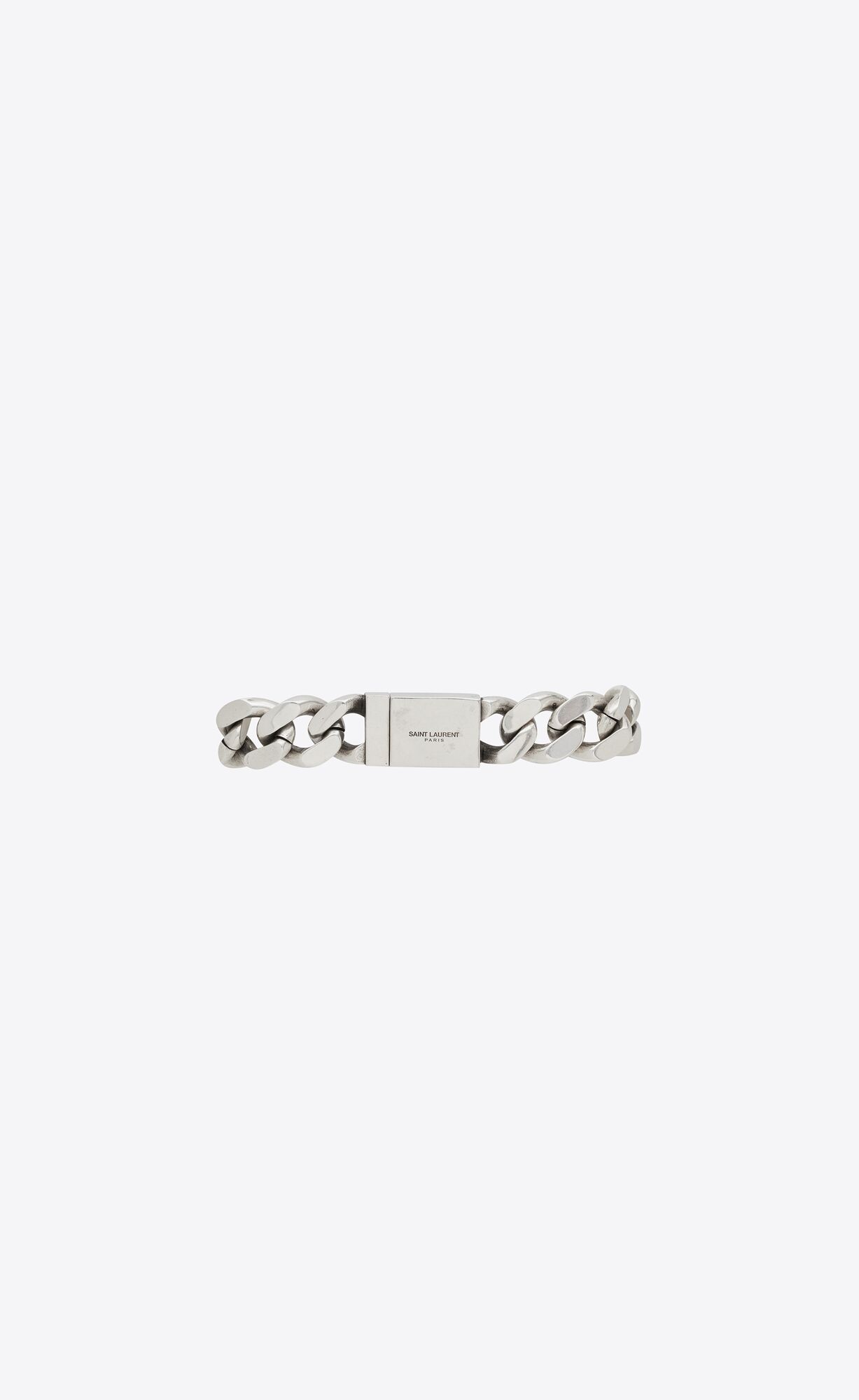 YSL Metal Curb Chain Bracelet Oxidized Silver | 5892436-RE