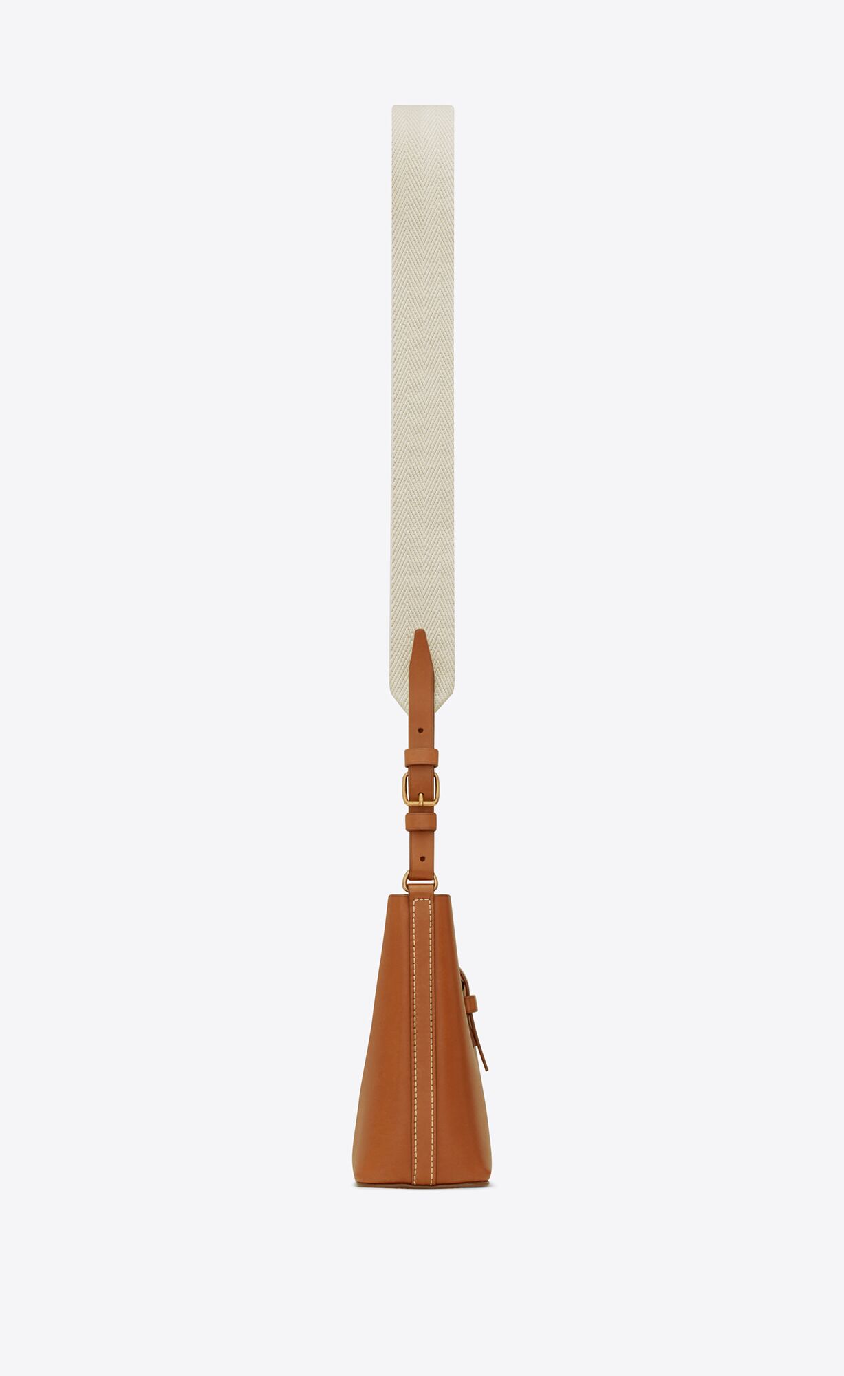 YSL Mini Bucket Bag In Vegetable-tanned Leather Chestnut And Blanc Vintage | 3845271-QT