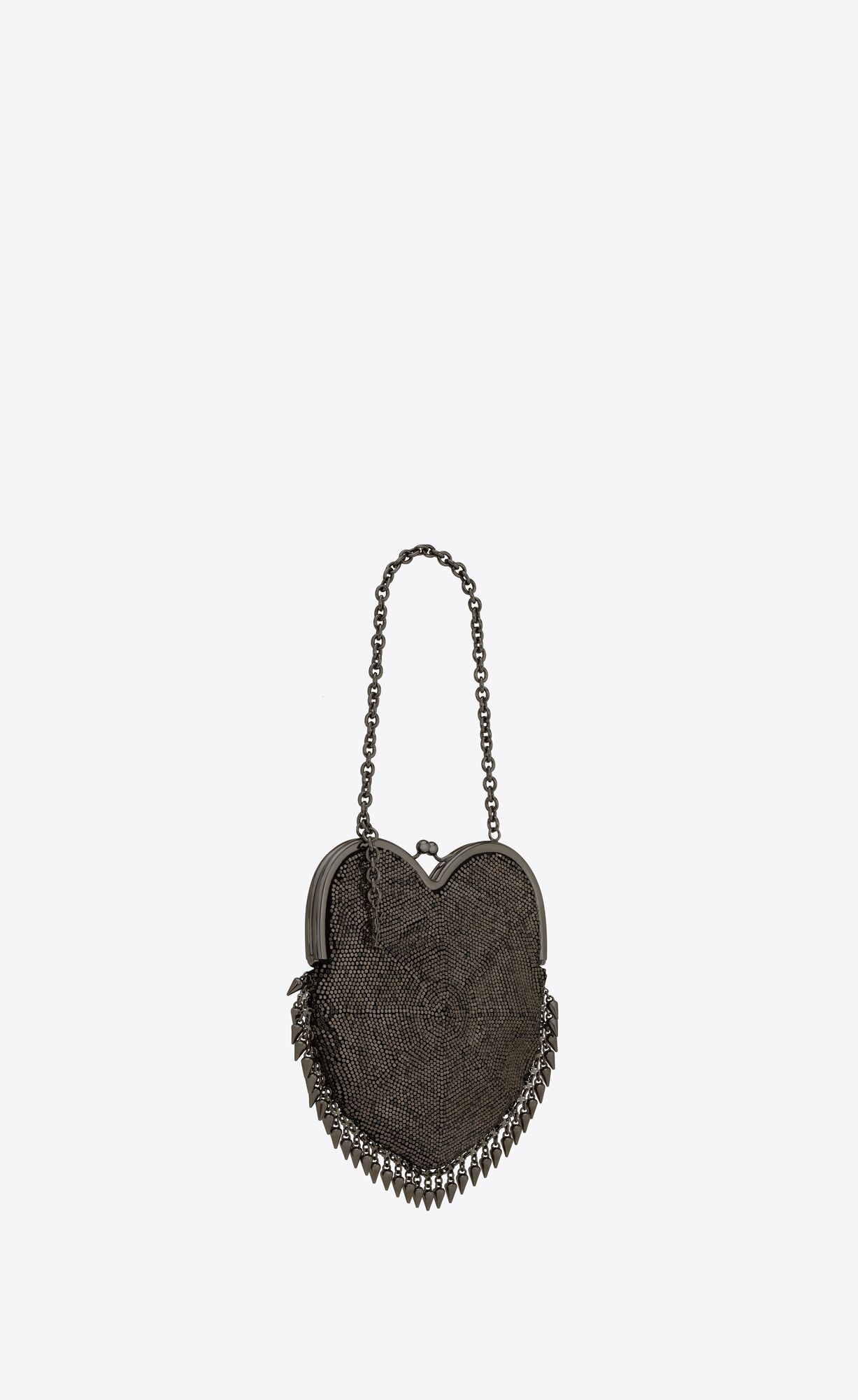 YSL Mini Heart Bag In Metal Mesh Dark Rutenio | 0968573-XS