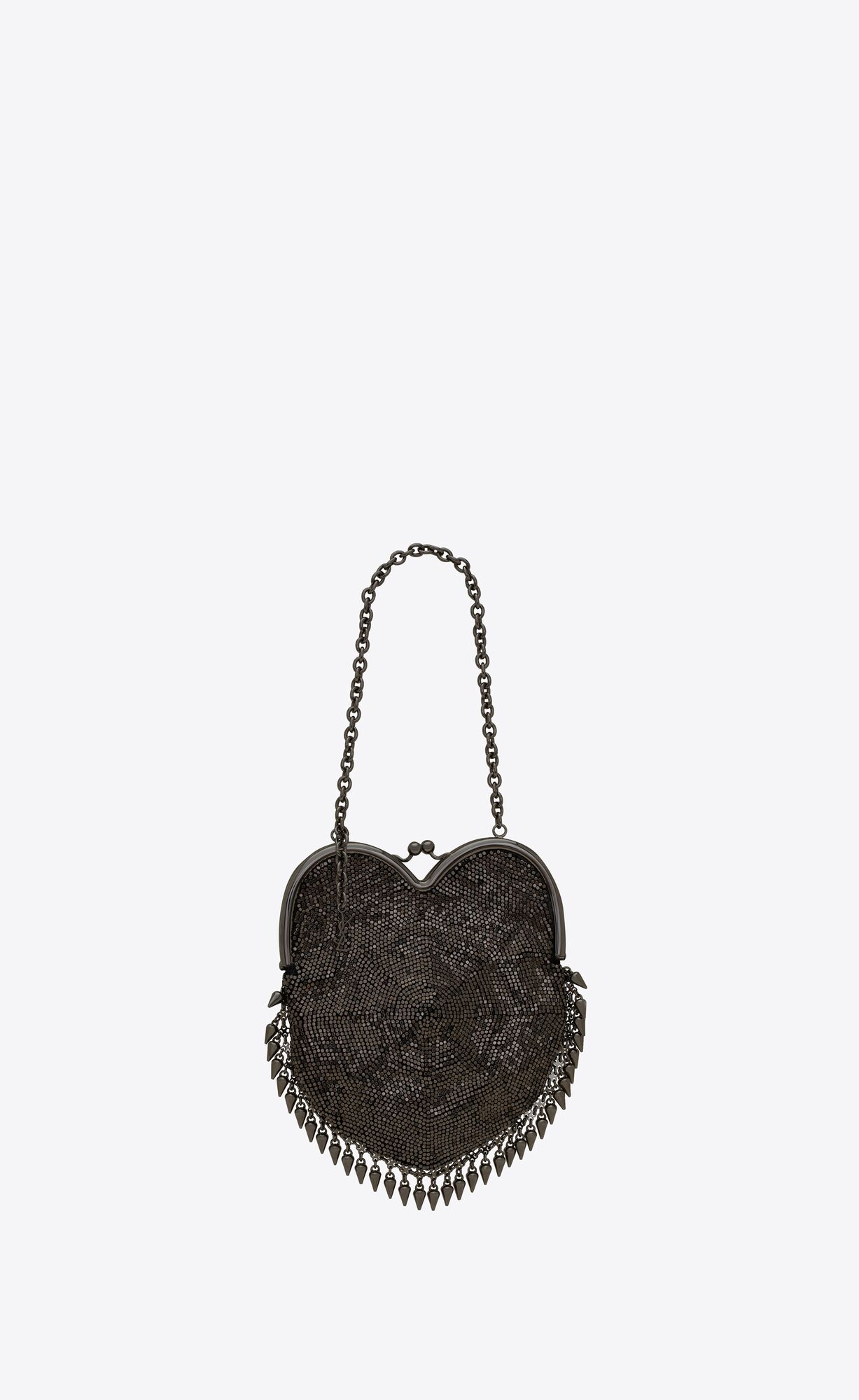 YSL Mini Heart Bag In Metal Mesh Dark Rutenio | 0968573-XS