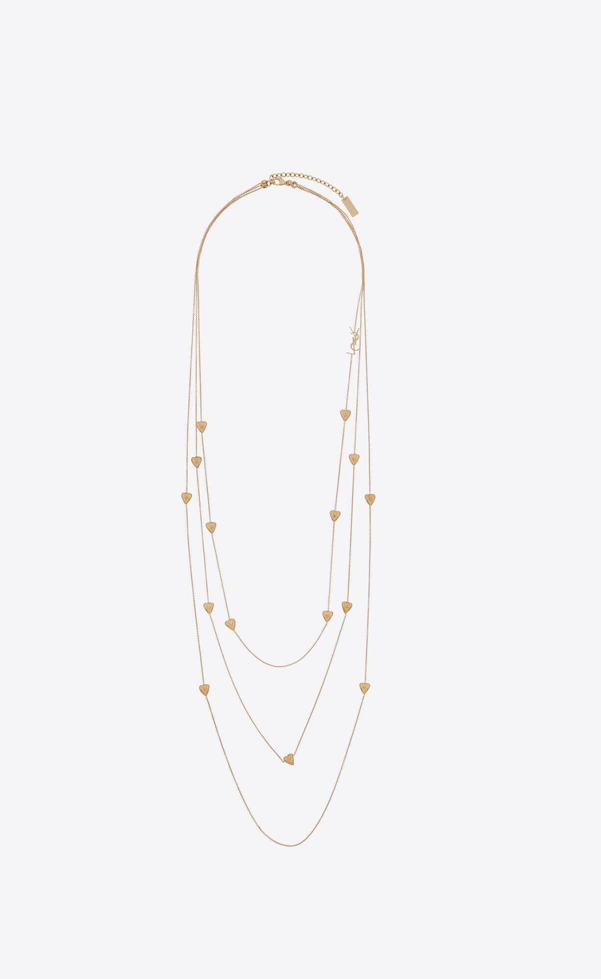 YSL Mini Heart Three-row Necklace In Metal Aged Gold | 8169523-MU