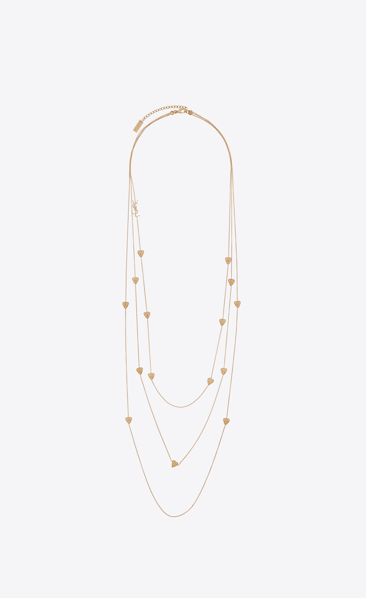 YSL Mini Heart Three-row Necklace In Metal Aged Gold | 8169523-MU