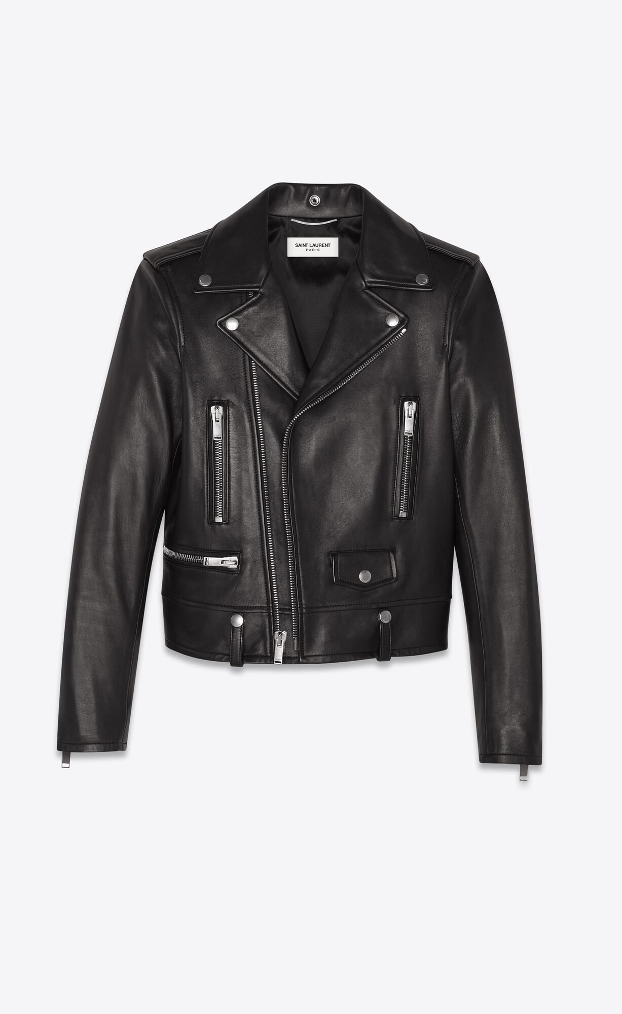 YSL Motorcycle Jacket In Plunged Lambskin Black | 8954013-CT