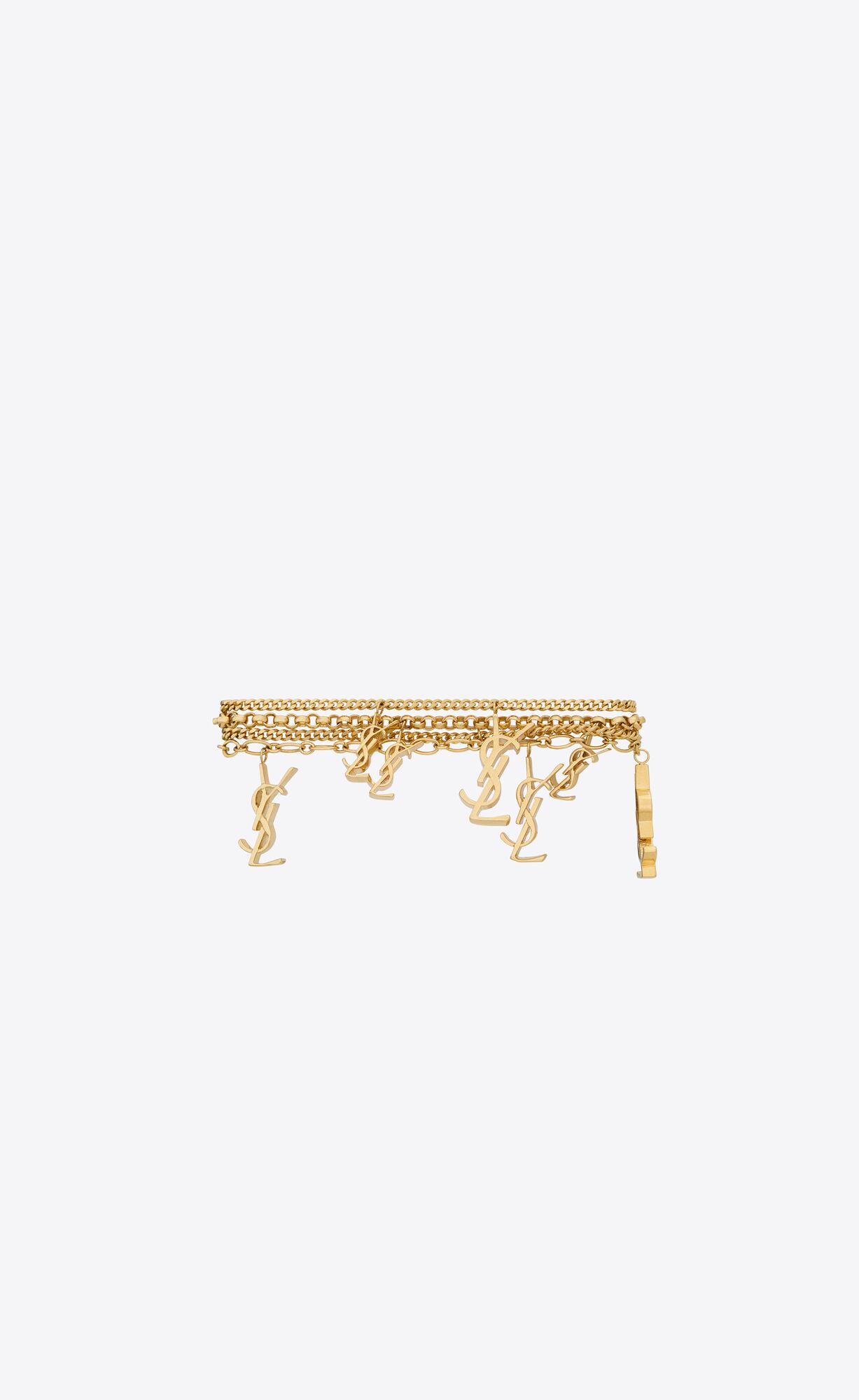 YSL Multi Cassandre Bracelet In Metal And Rhinestone Crystal And Gold | 0413257-MN