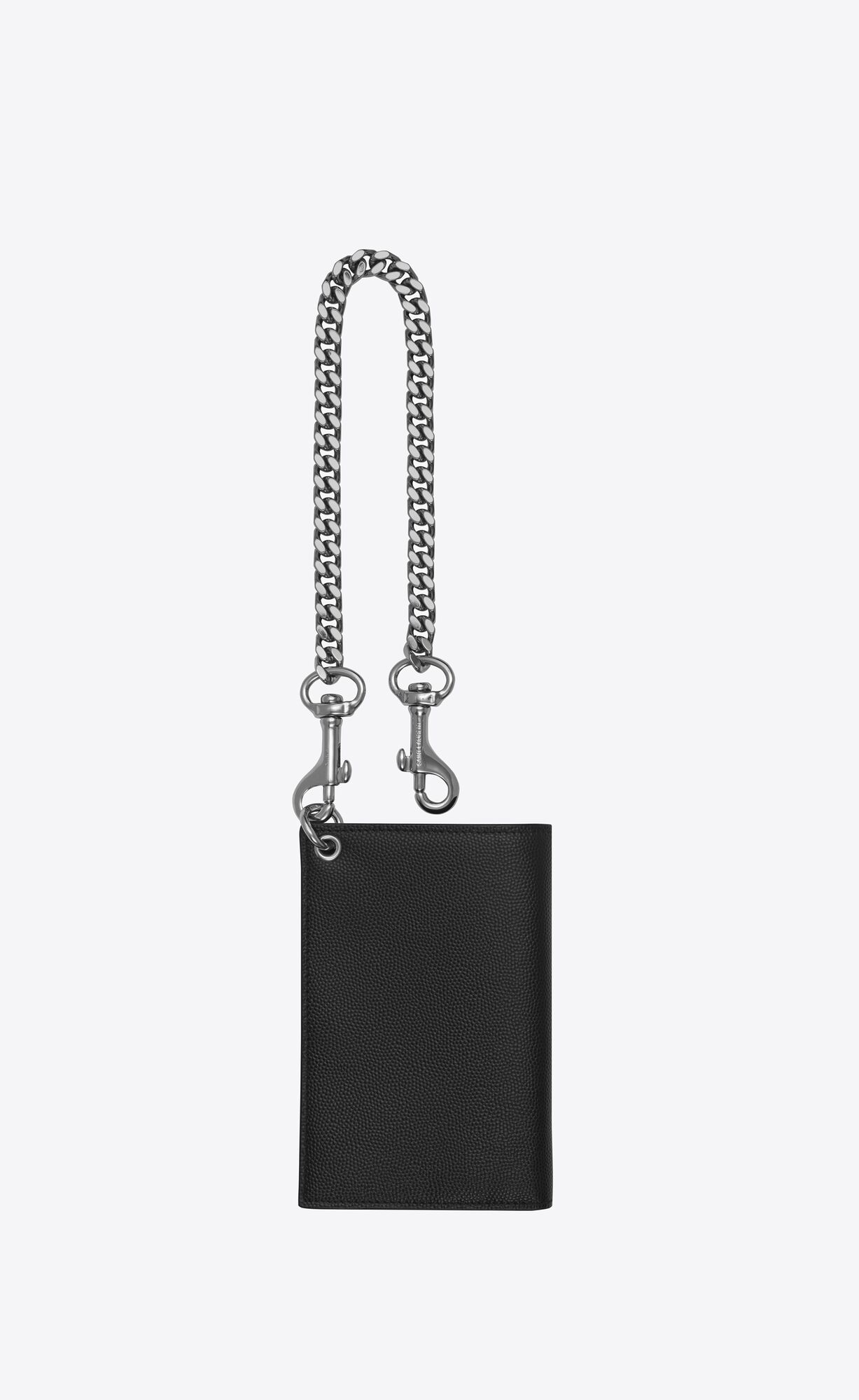YSL N/S Chain Wallet In Grain De Poudre Embossed Leather Black | 8130294-GL