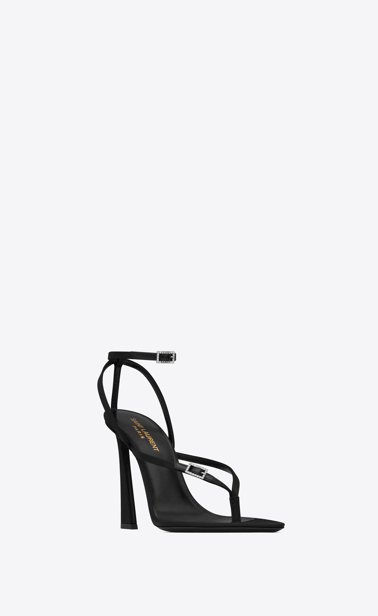 YSL Nadja Sandals In Crepe Satin Black | 4720635-VB