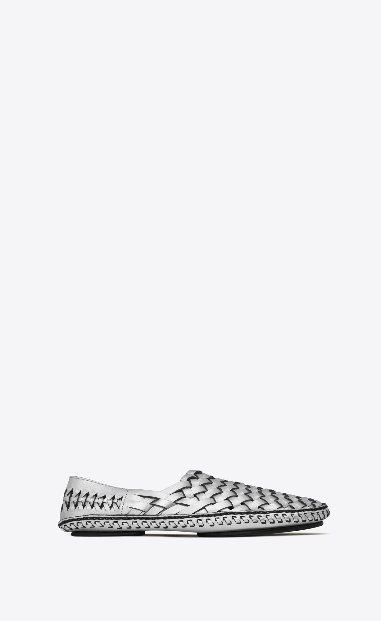 YSL Neil Slippers In Metallized Leather Argent | 9340285-ZJ