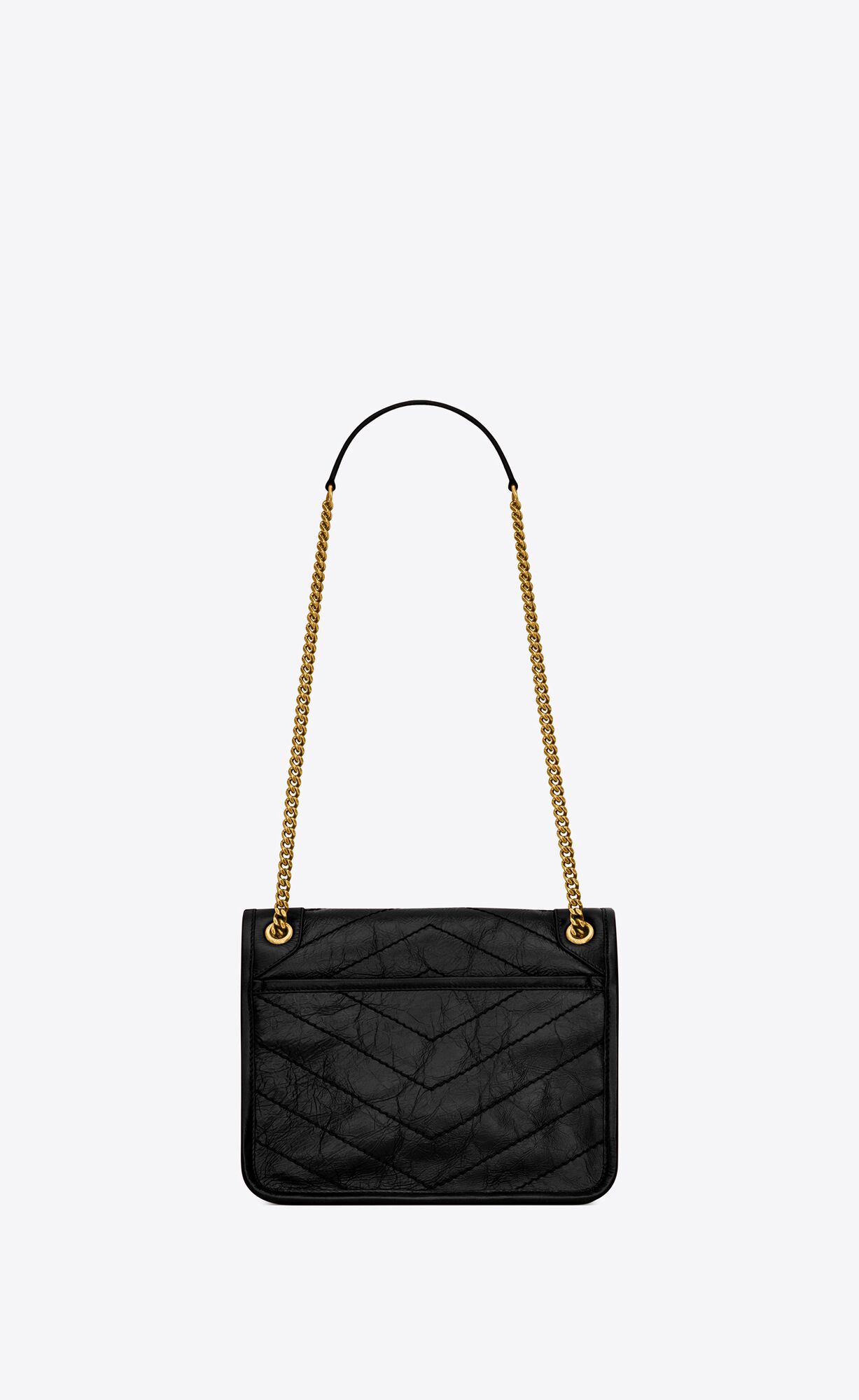 YSL Niki Baby Chain Bag In Crinkled Vintage Leather Noir | 5238941-RP