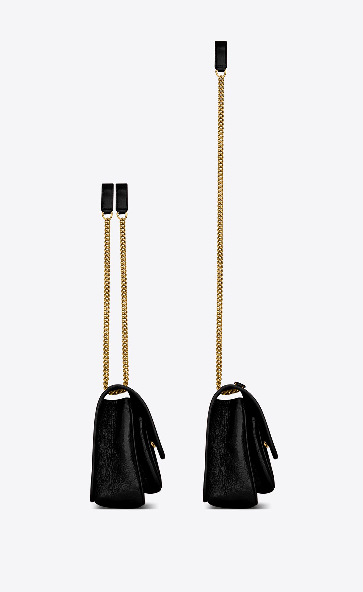 YSL Niki Baby Chain Bag In Crinkled Vintage Leather Noir | 5238941-RP