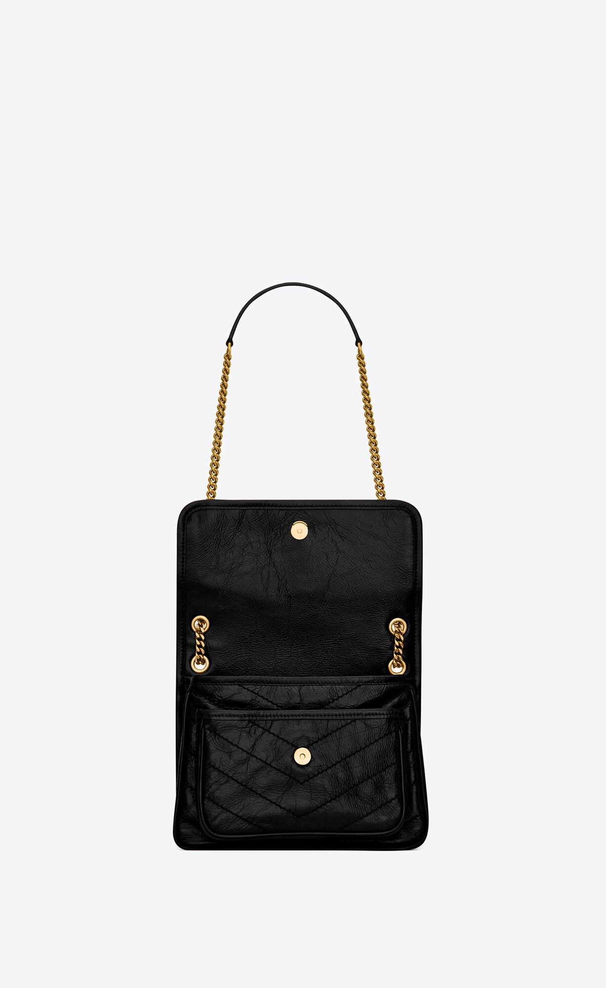 YSL Niki Baby Chain Bag In Crinkled Vintage Leather Noir | 5238941-RP