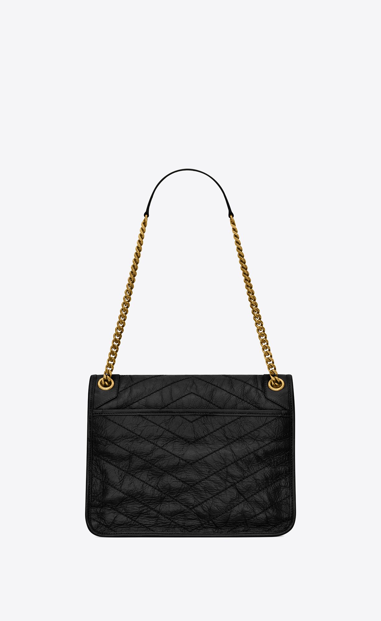 YSL Niki Medium Chain Bag In Crinkled Vintage Leather Noir | 4803517-PF