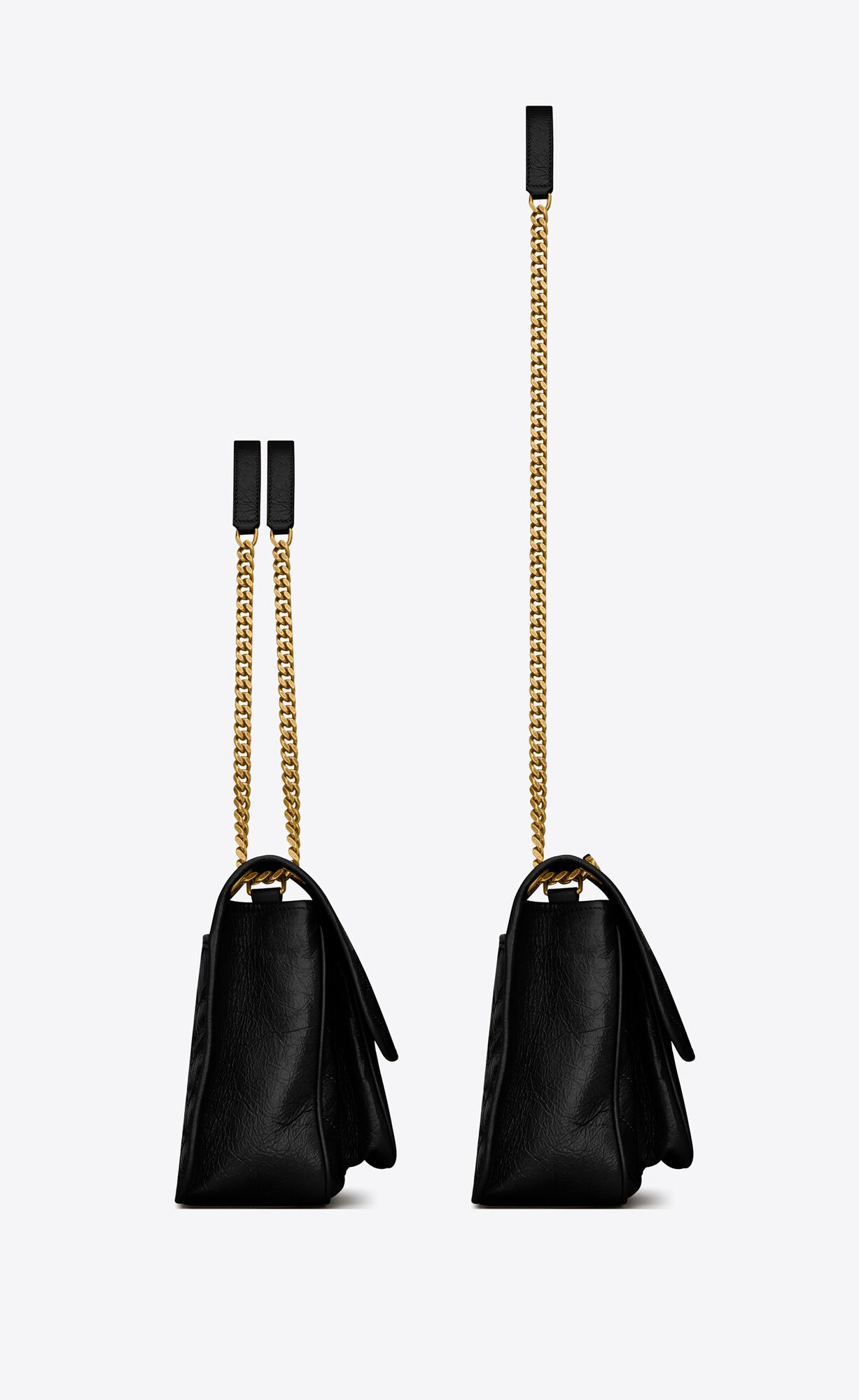YSL Niki Medium Chain Bag In Crinkled Vintage Leather Noir | 4803517-PF
