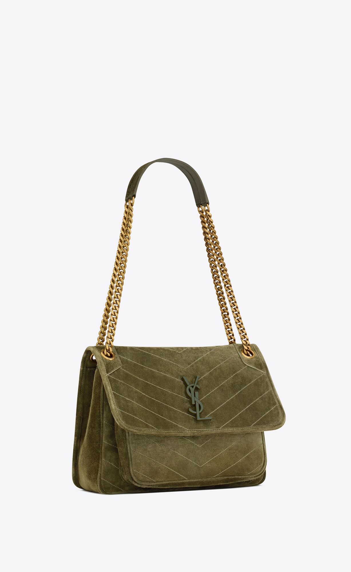 YSL Niki Medium In Suede Loden Green | 7615029-CL