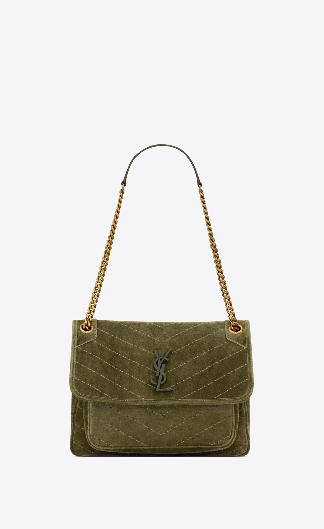 YSL Niki Medium In Suede Loden Green | 7615029-CL