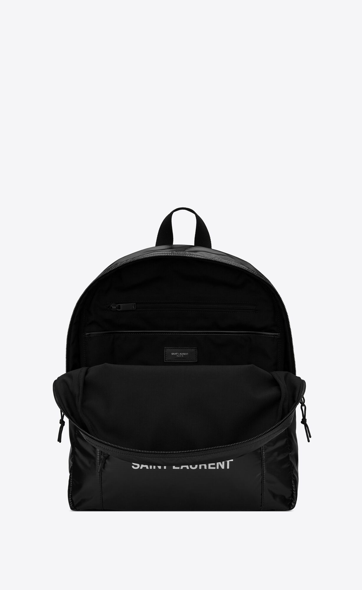 YSL Nuxx Backpack In Nylon Silver Black | 0715649-US
