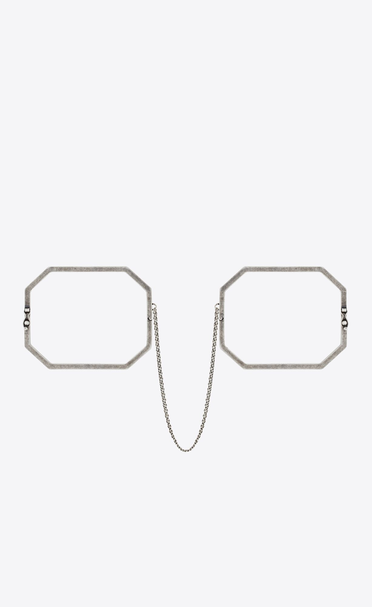 YSL Octagon Handcuff Bracelets In Metal Oxidized Silver | 8619052-PA