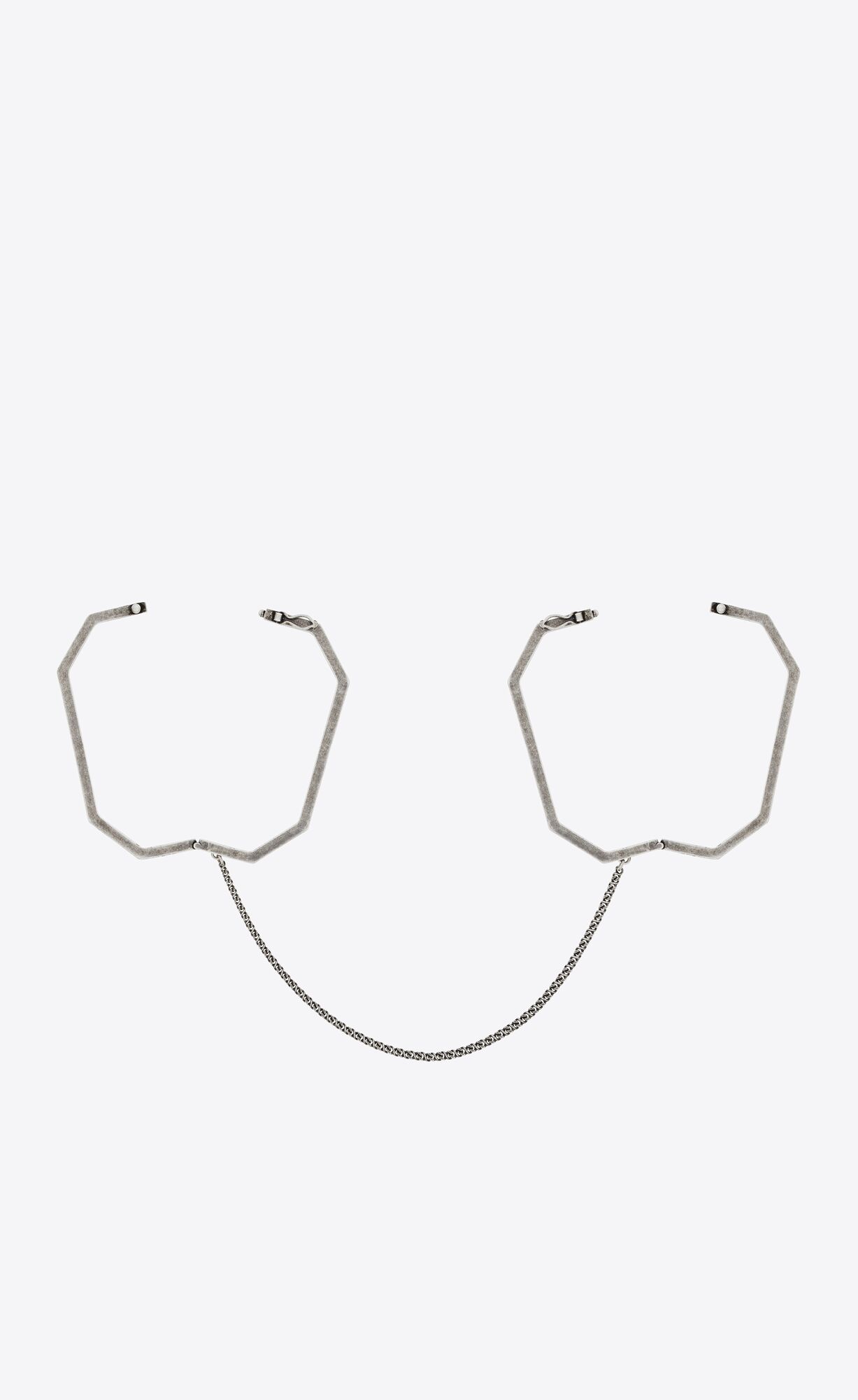 YSL Octagon Handcuff Bracelets In Metal Oxidized Silver | 8619052-PA