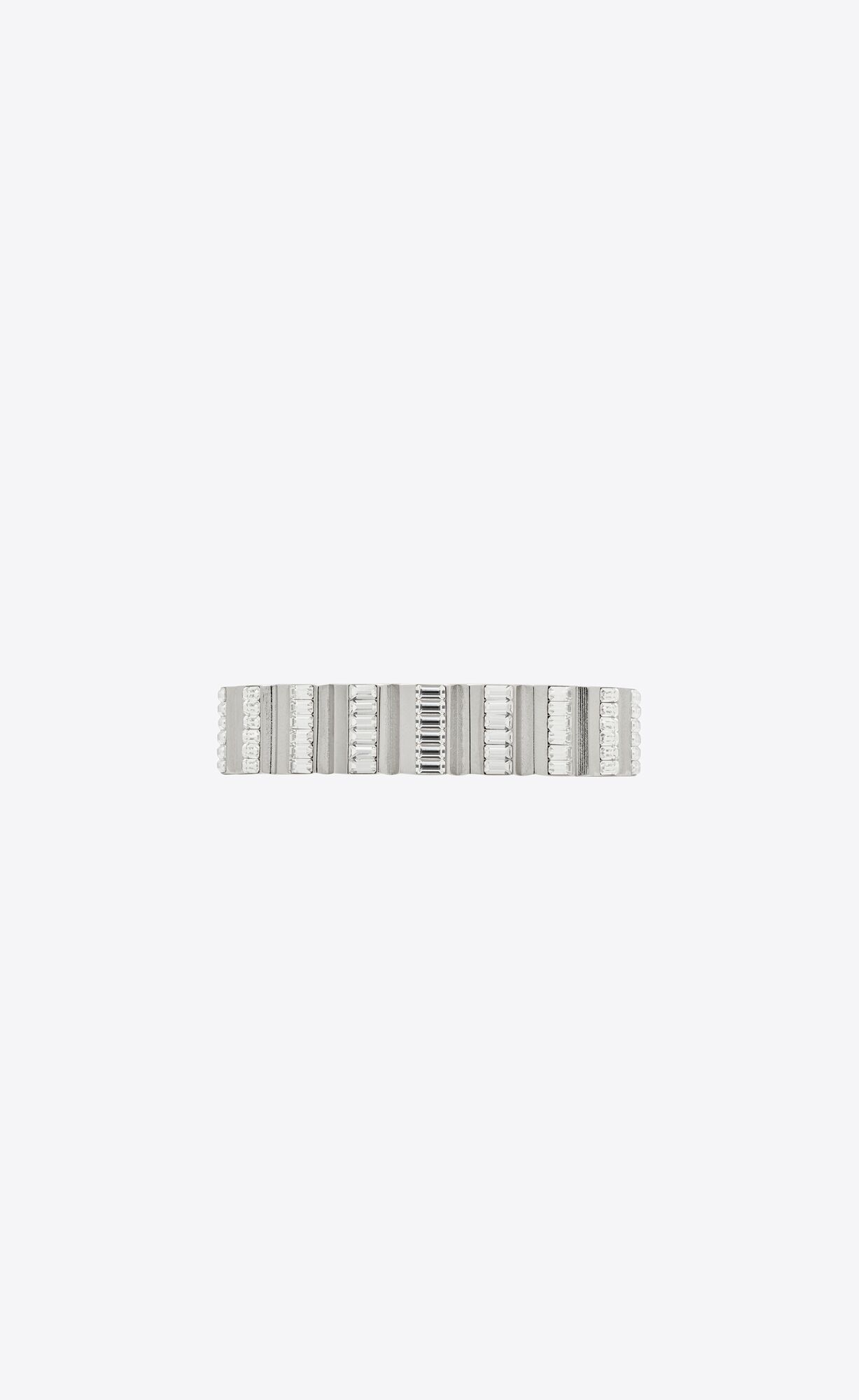 YSL Odeon Rhinestone Cuff Bracelet In Metal Palladium And Crystal | 9201473-MH