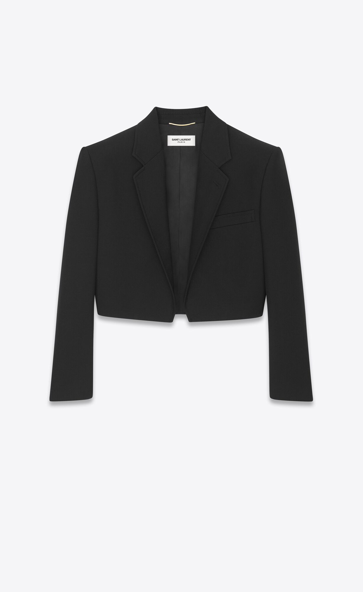 YSL Open Cropped Jacket In Saint Laurent Gabardine Black | 4860237-RZ