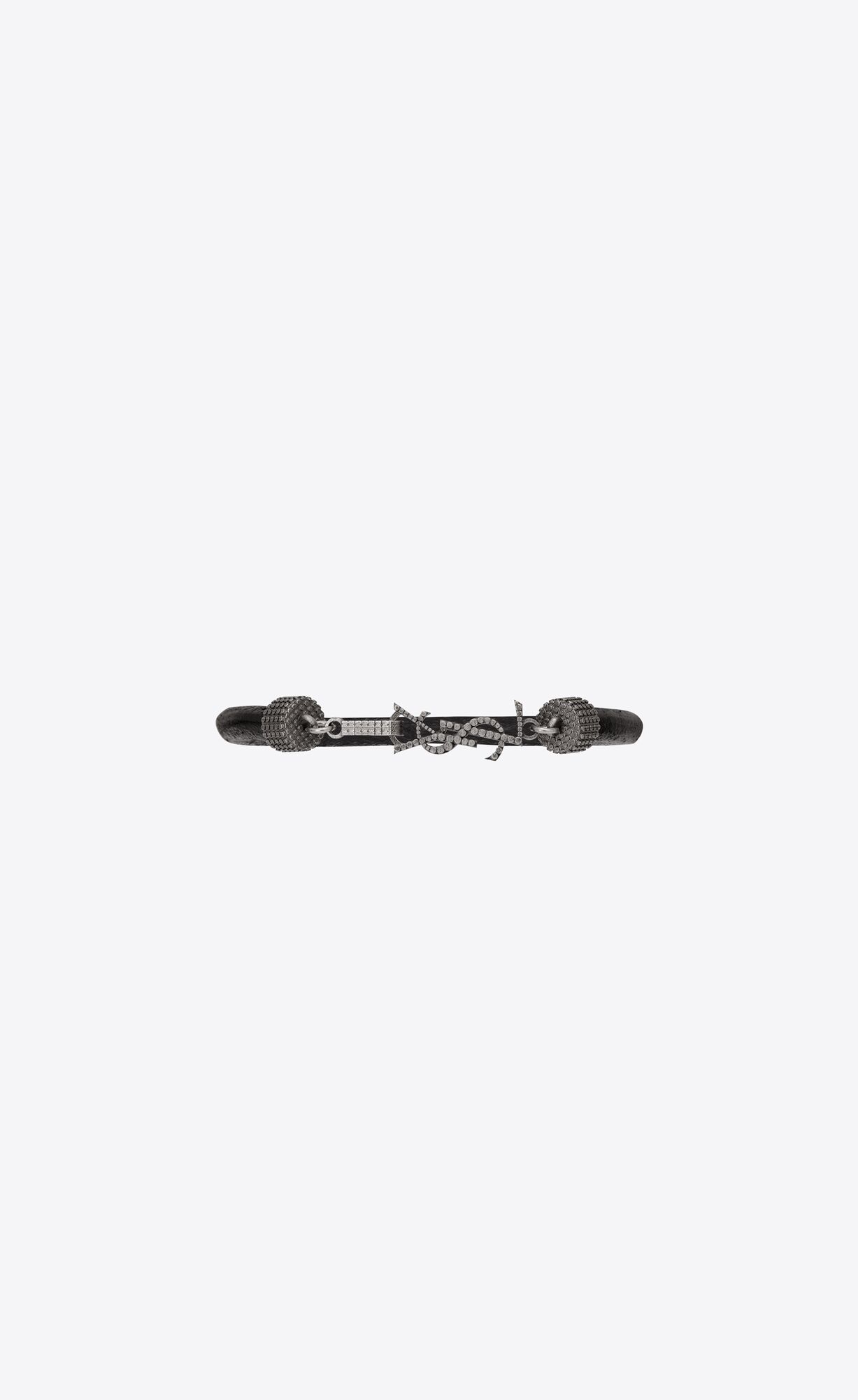 YSL Opyum Bracelet In Crinkled Leather And Metal Black | 2416357-DQ