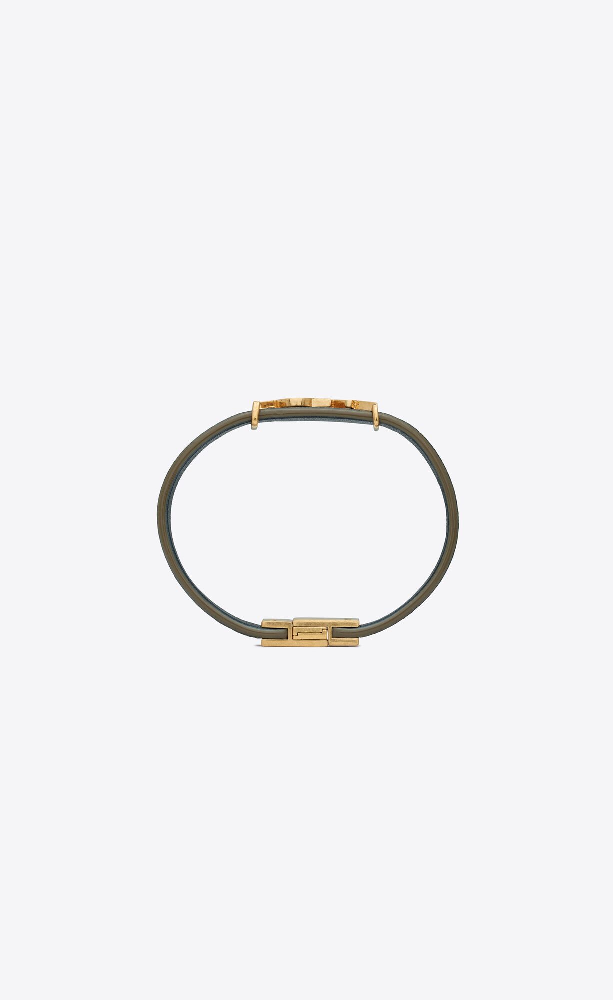 YSL Opyum Bracelet In Leather And Metal Grey Khaki | 2479035-RQ