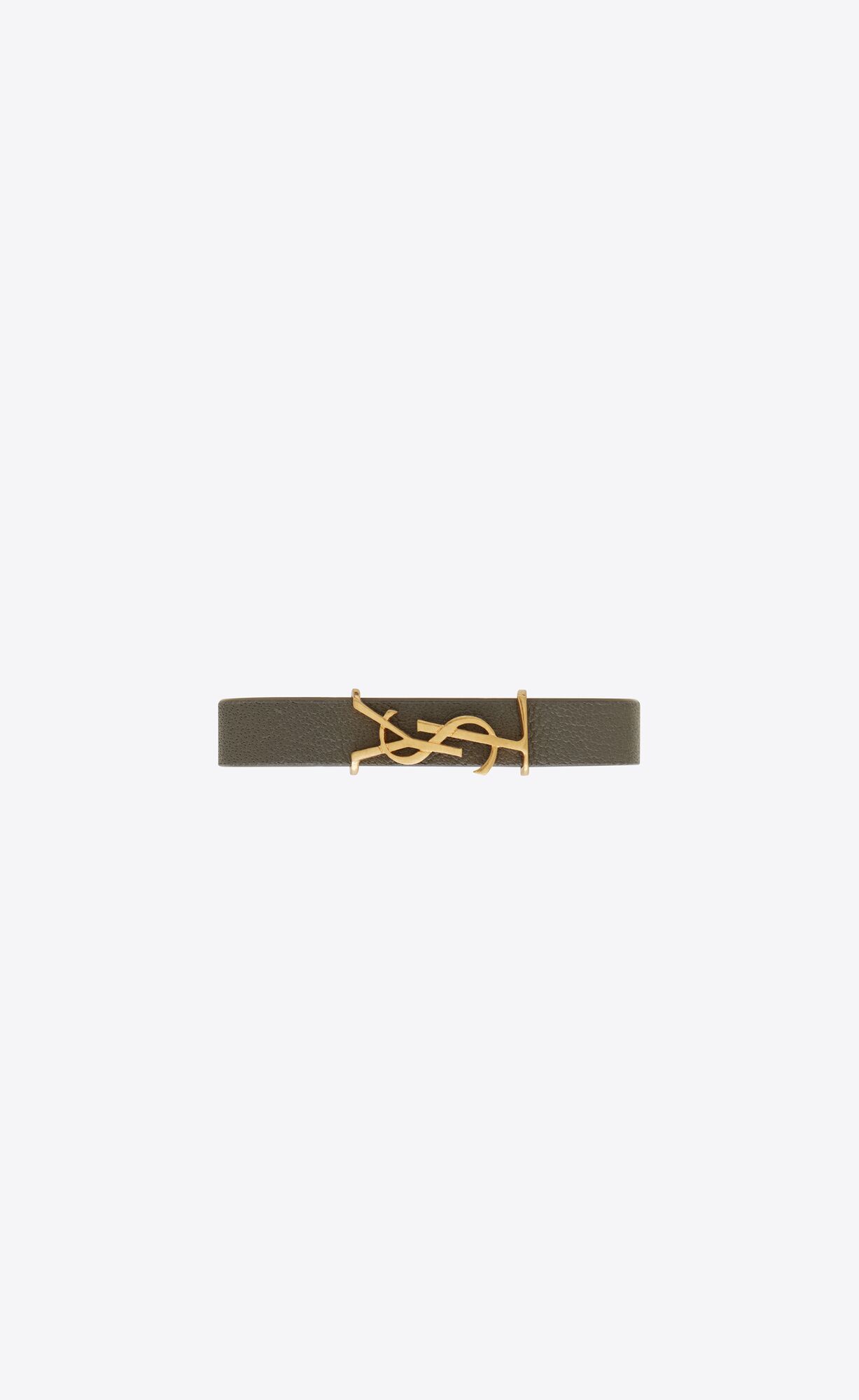 YSL Opyum Bracelet In Leather And Metal Grey Khaki | 2479035-RQ
