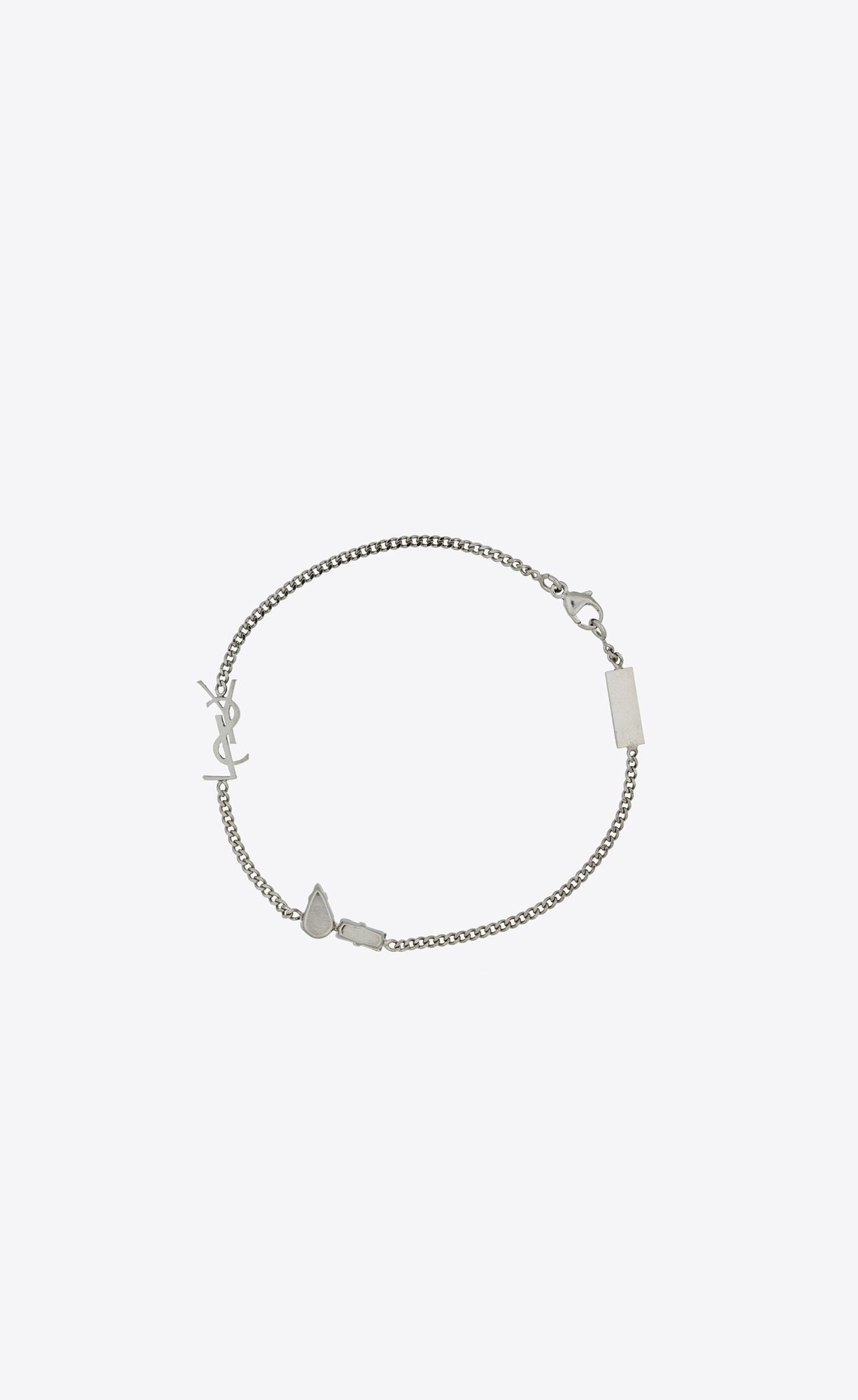 YSL Opyum Charm Bracelet In Metal And Rhinestone Oxidized Silver | 3695021-HO