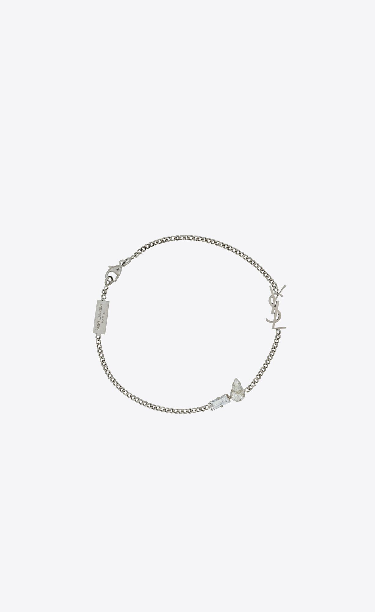 YSL Opyum Charm Bracelet In Metal And Rhinestone Oxidized Silver | 3695021-HO