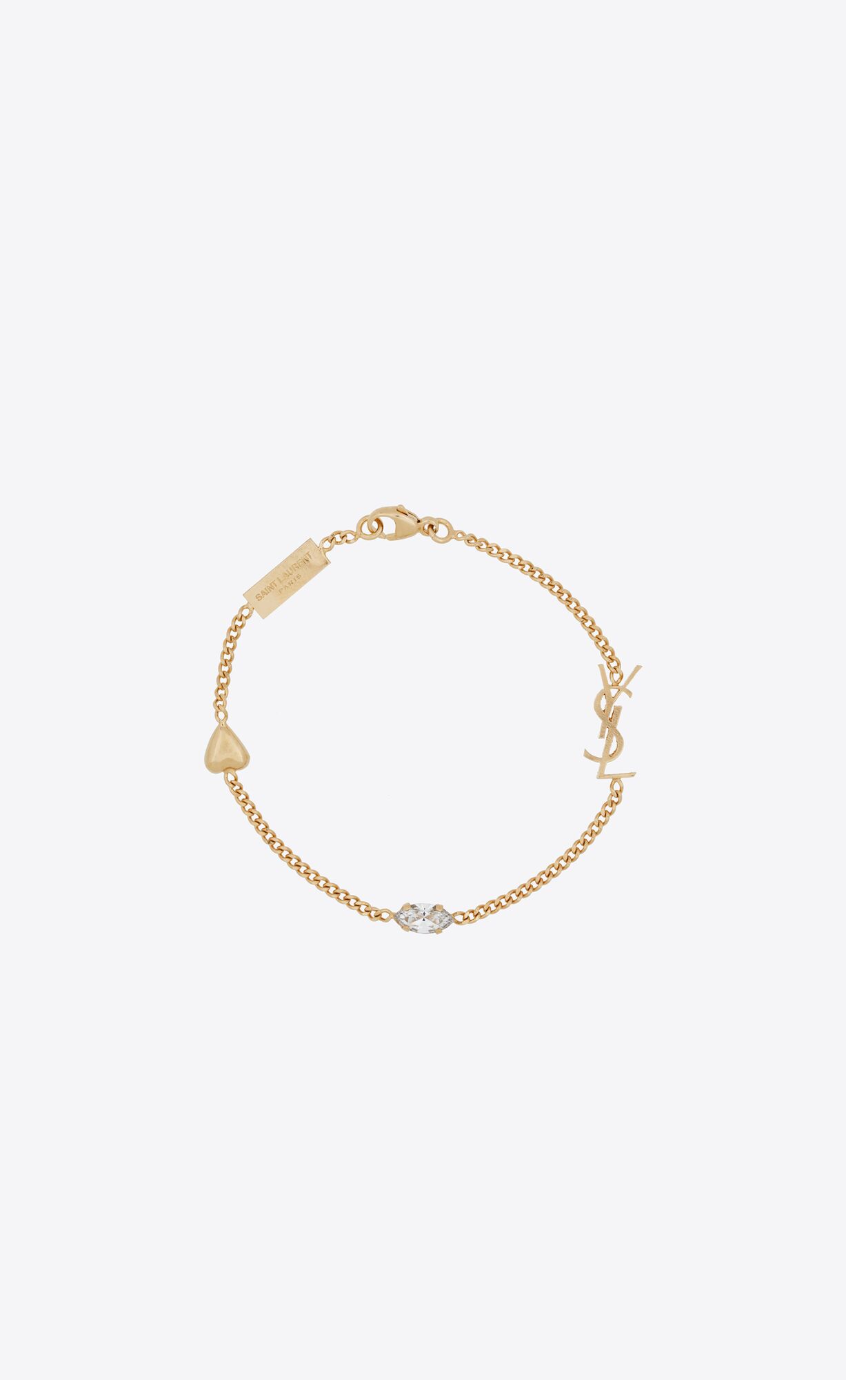 YSL Opyum Heart Charm Bracelet In Metal Aged Brass Gold | 6958173-AB