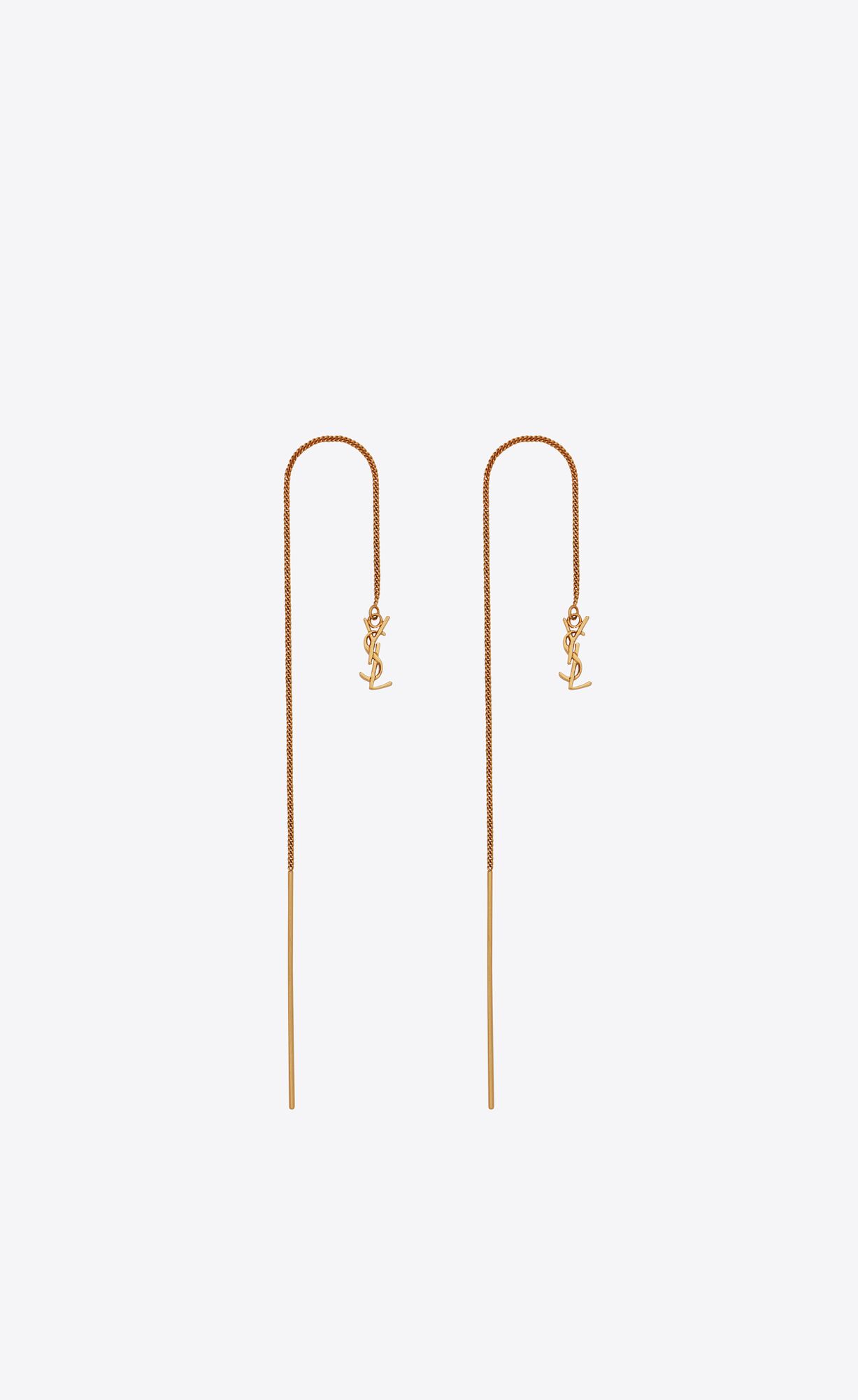 YSL Opyum Long Threader Earrings In Metal Gold | 4019236-FM