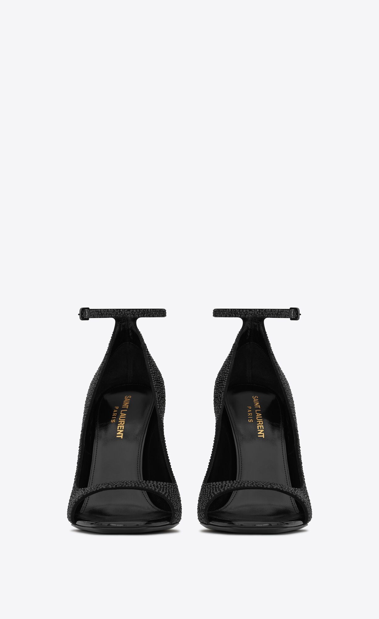 YSL Opyum Open-toe Pumps In Suede And Rhinestones Noir | 6485793-TR