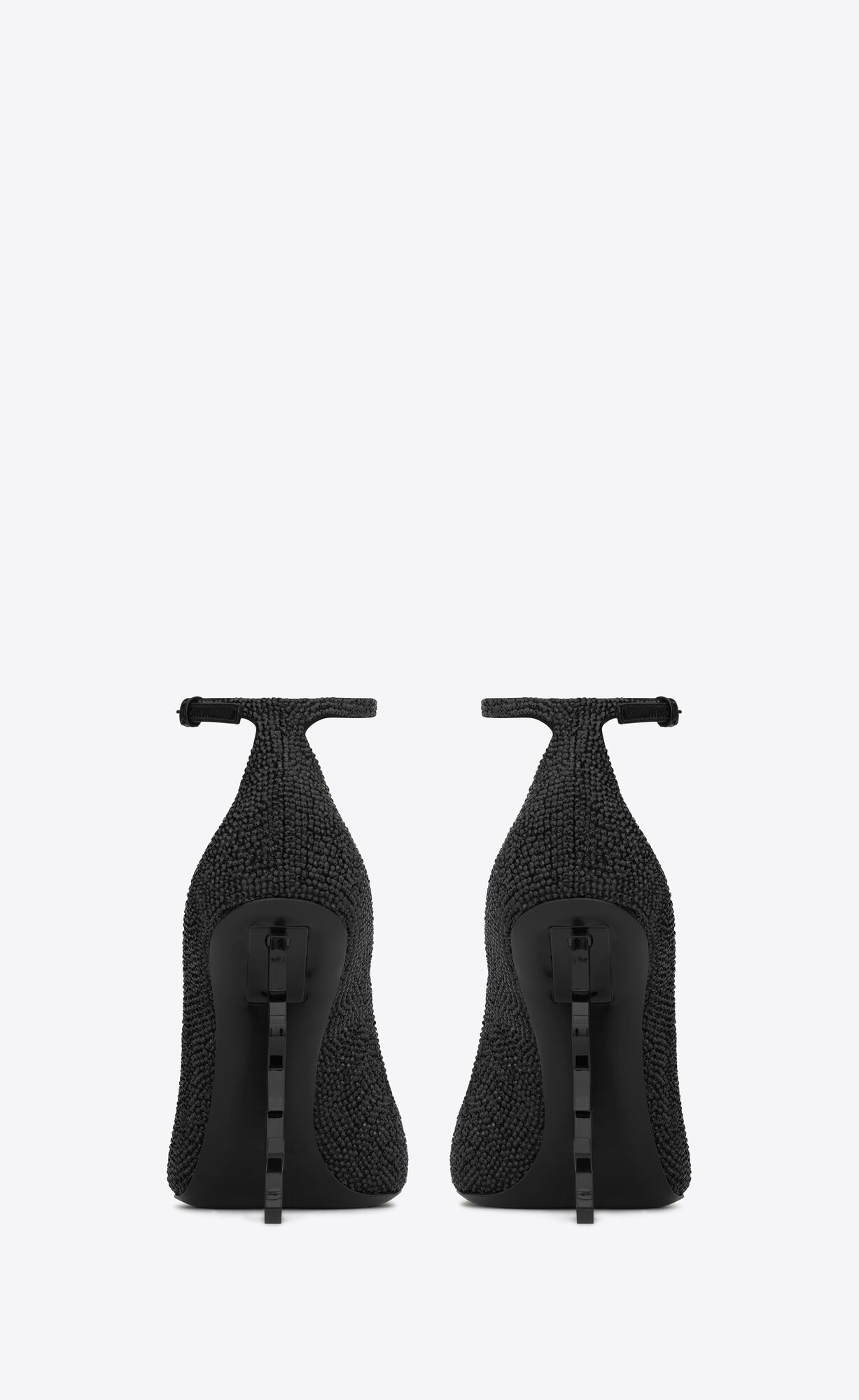 YSL Opyum Open-toe Pumps In Suede And Rhinestones Noir | 6485793-TR